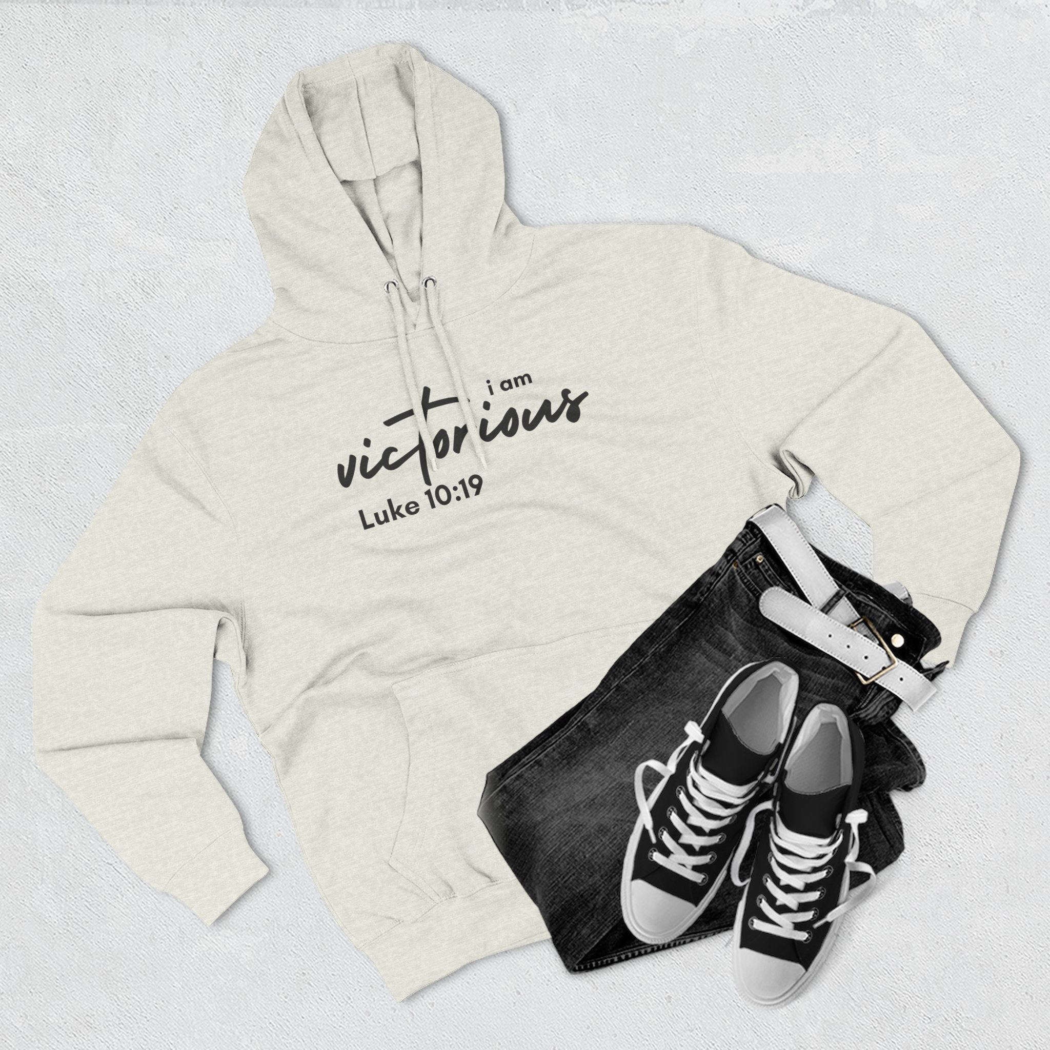 I Am Victorious Hoodie — Luke 10:19 Christian Scripture Fleece Pullover