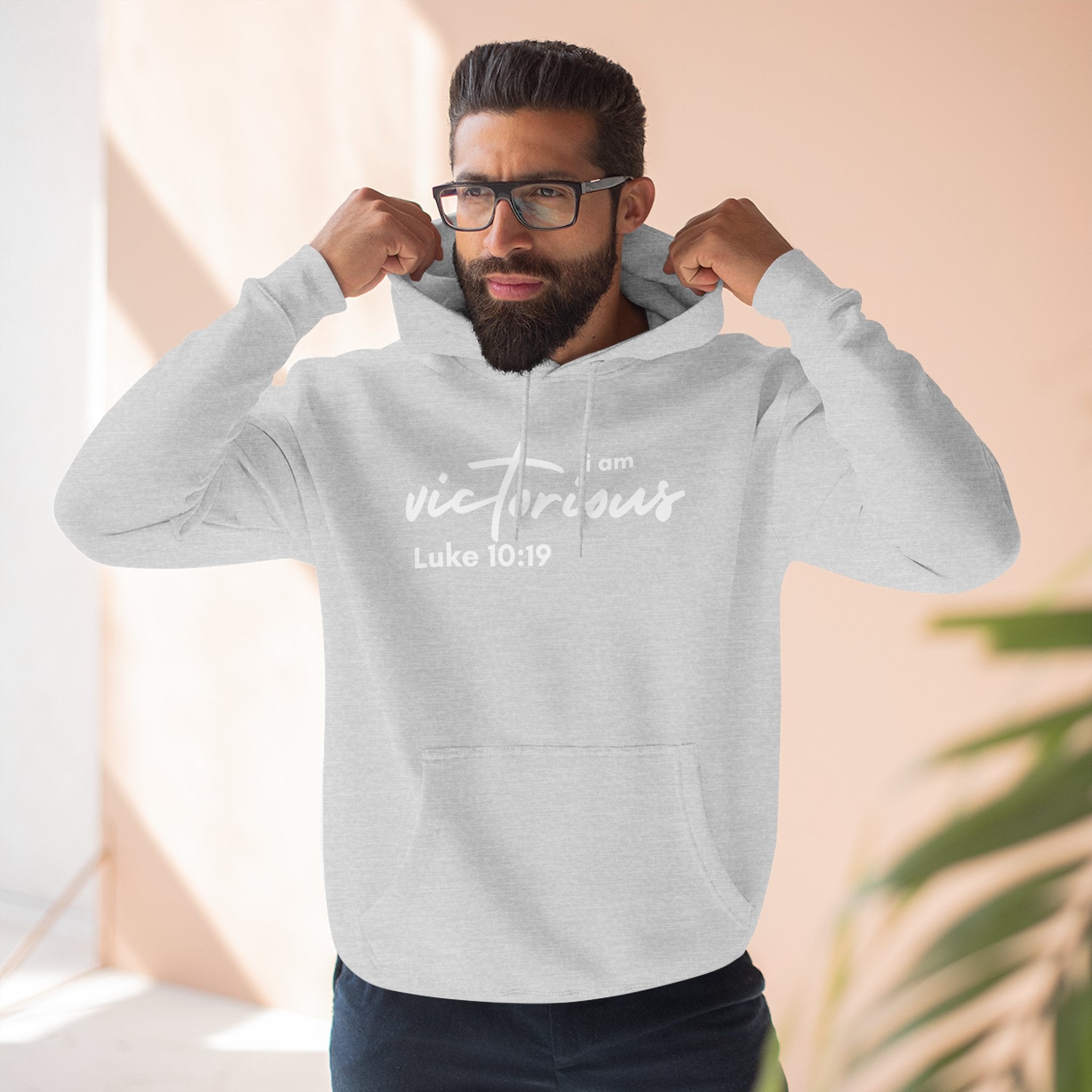 I Am Victorious Hoodie — Luke 10:19 Christian Scripture Fleece Pullover