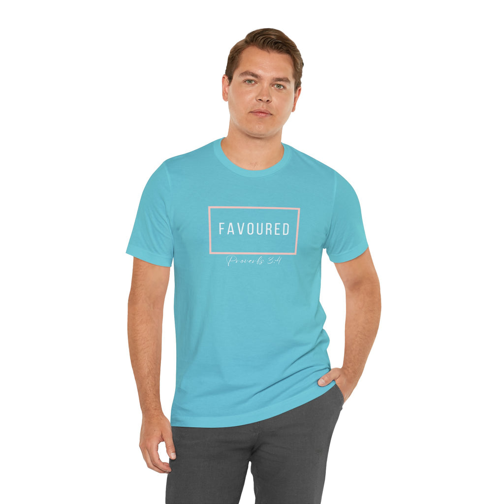 Favoured Christian T-Shirt – Proverbs 3:4 Scripture Tee | Faith-Based Unisex Shirt