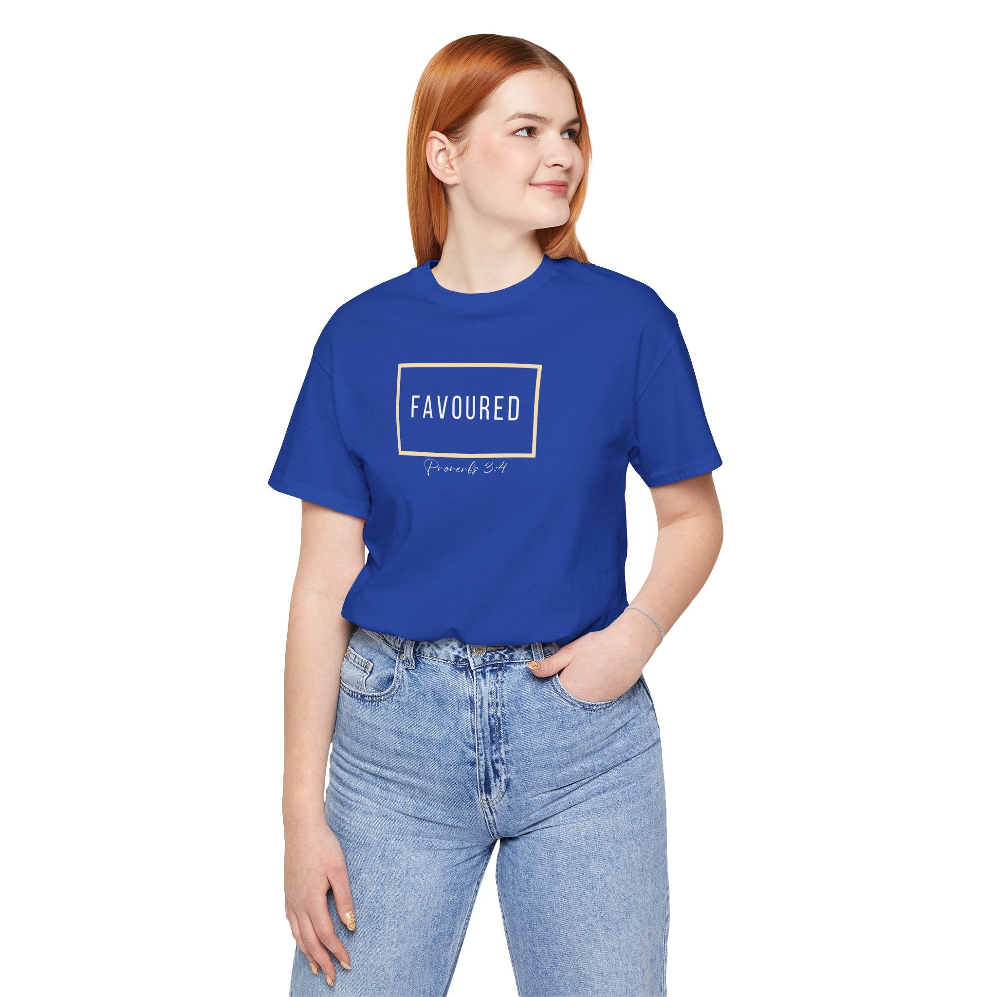 Favoured Christian T-Shirt – Proverbs 3:4 Scripture Tee | Faith-Based Unisex Shirt