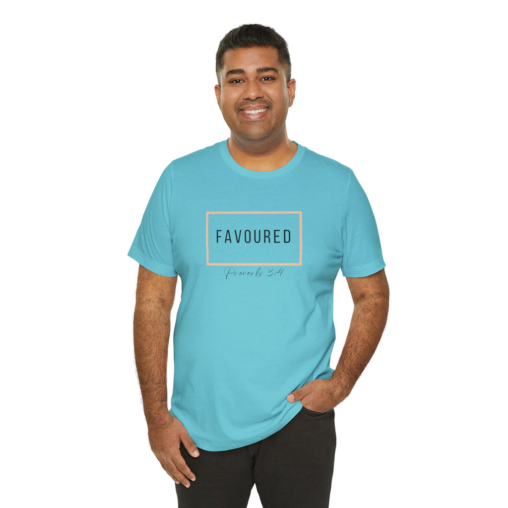 Favoured Christian T-Shirt – Proverbs 3:4 Scripture Tee | Faith-Based Unisex Shirt