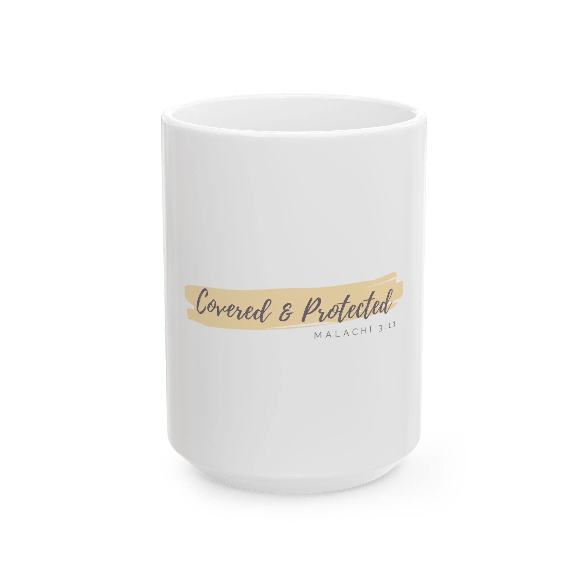 “Covered & Protected” Christian Ceramic Mug – Malachi 3:11 Scripture Coffee Cup (11oz & 15oz)