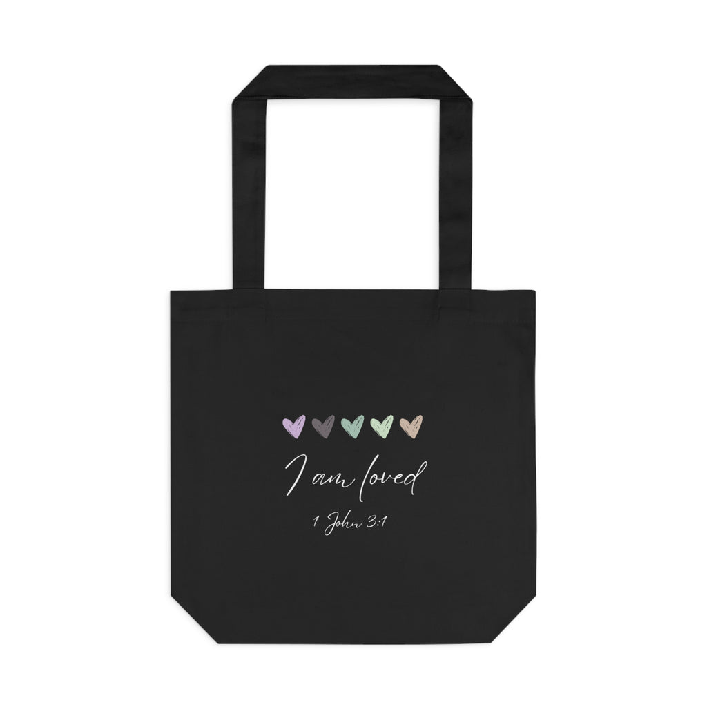 I Am Loved Tote Bag – 1 John 3:1 Christian Cotton Scripture Tote