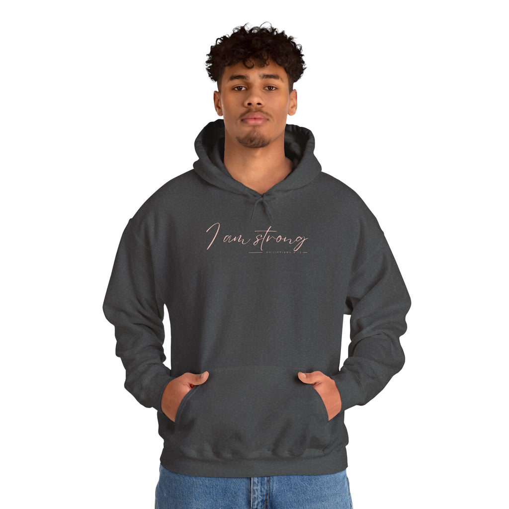 I Am Strong Hoodie – Philippians 4:13 Christian Unisex Faith Sweatshirt