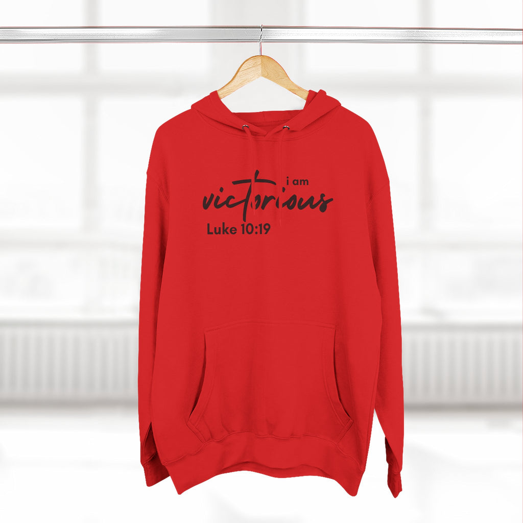 I Am Victorious Hoodie — Luke 10:19 Christian Scripture Fleece Pullover
