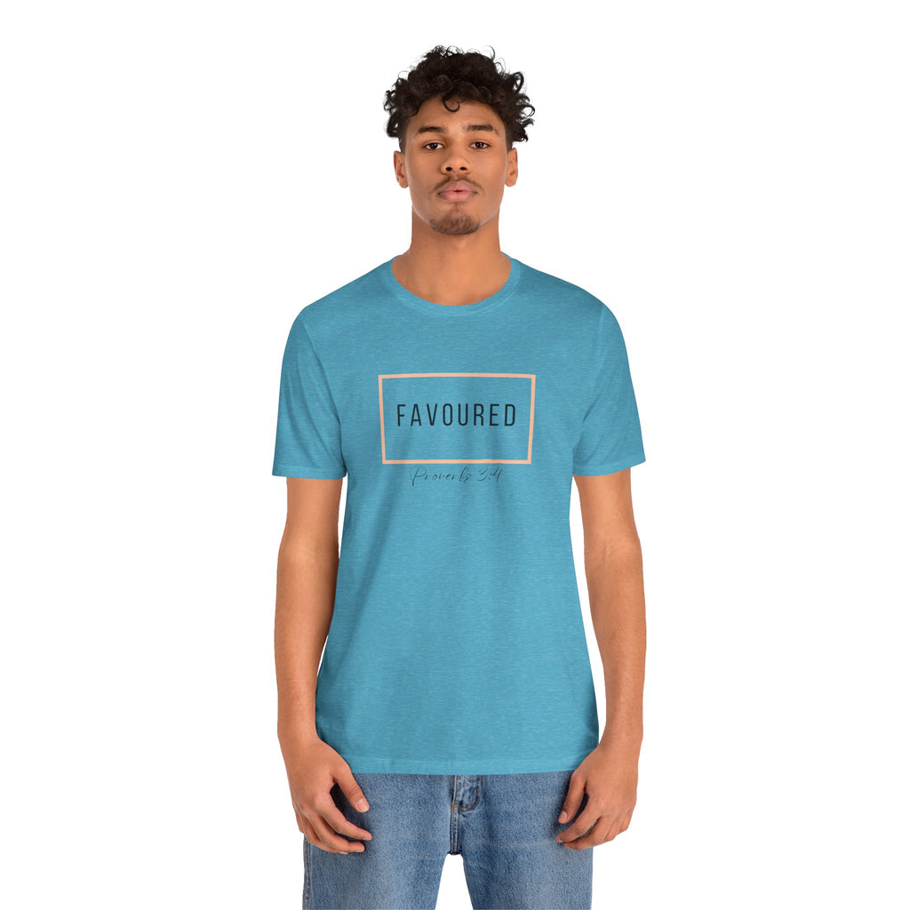 Favoured Christian T-Shirt – Proverbs 3:4 Scripture Tee | Faith-Based Unisex Shirt