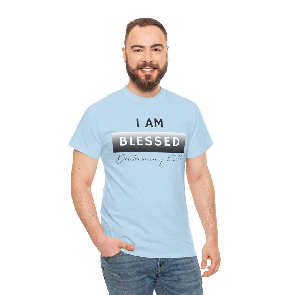 I Am Blessed Christian T-Shirt — Deuteronomy 28:11 Scripture Faith Tee