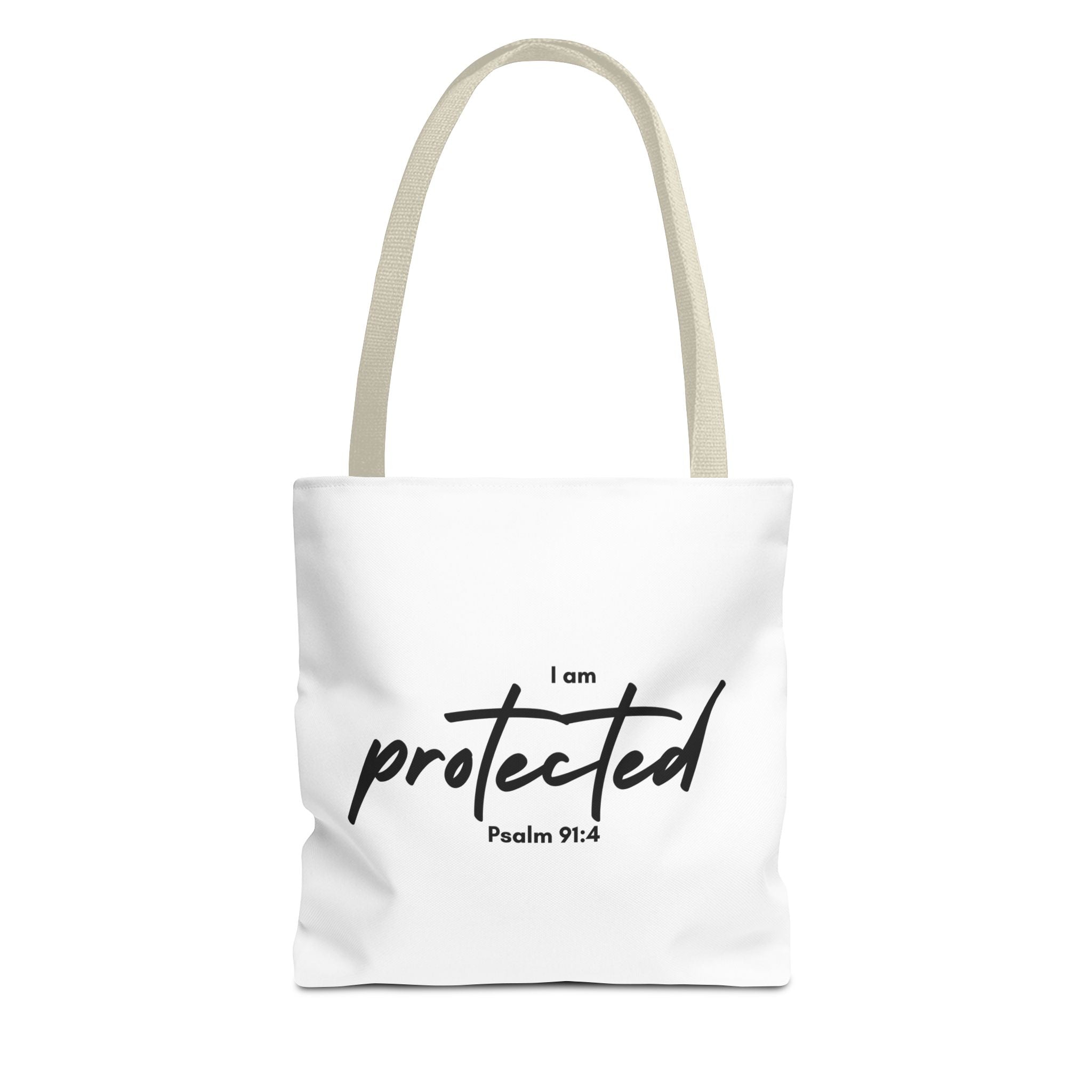 I Am Protected Tote Bag — Psalm 91:4 Christian Scripture Canvas Tote | Faith-Based Carryall