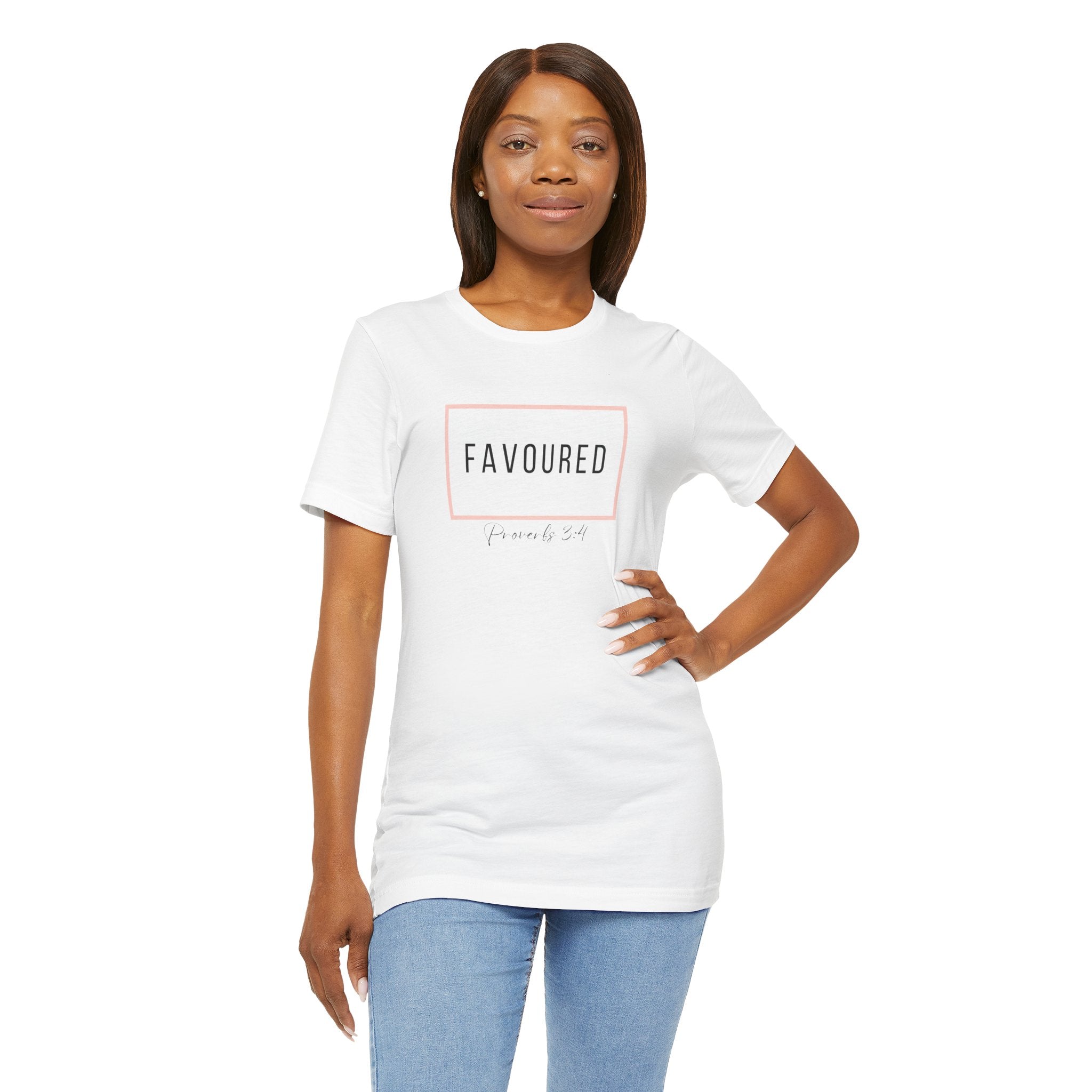 Favoured Christian T-Shirt – Proverbs 3:4 Scripture Tee | Faith-Based Unisex Shirt