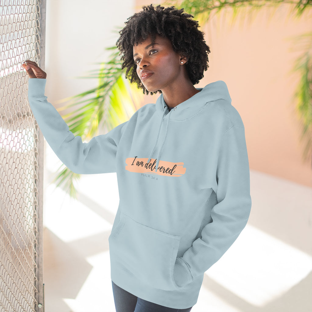 I Am Delivered Christian Hoodie — Psalm 34:4 Faith Hoodie | Inspirational Scripture Pullover | Unisex Christian Apparel