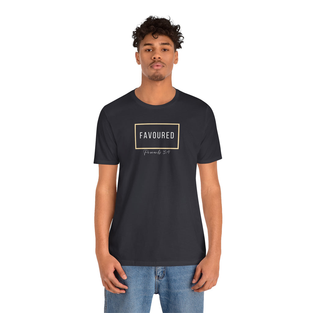Favoured Christian T-Shirt – Proverbs 3:4 Scripture Tee | Faith-Based Unisex Shirt