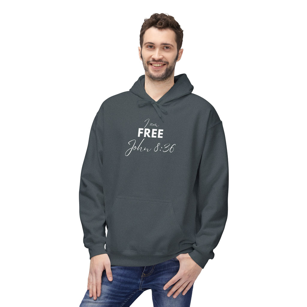 I Am Free Hoodie – John 8:36 Christian Scripture Hoodie | Faith-Based Inspirational Pullover