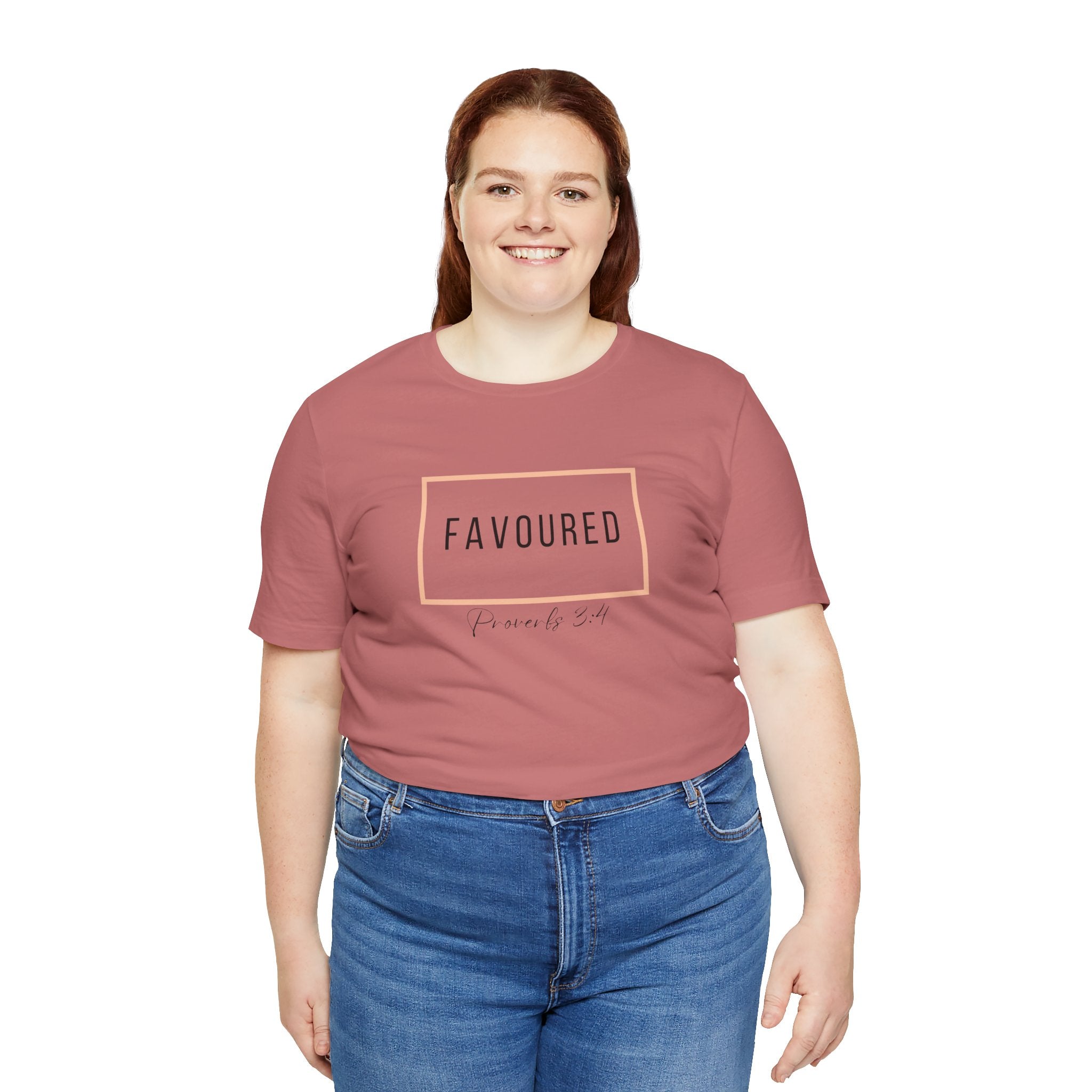 Favoured Christian T-Shirt – Proverbs 3:4 Scripture Tee | Faith-Based Unisex Shirt