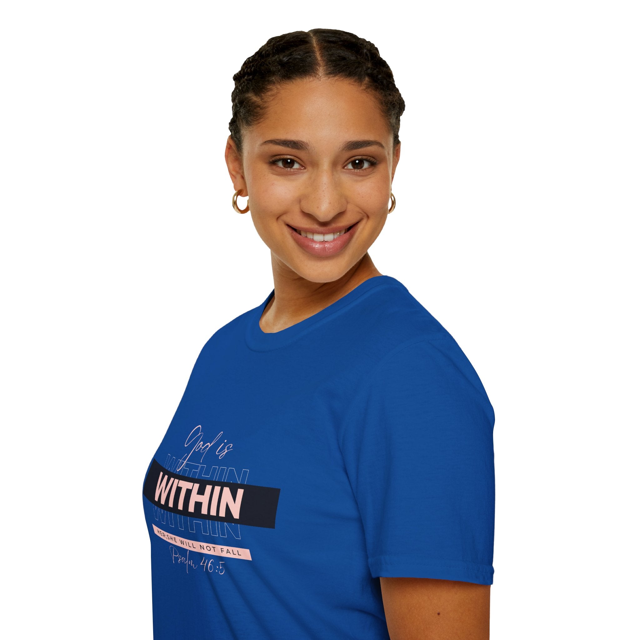 Christian T-Shirt – God Is Within Her (Psalm 46:5) – Inspirational Bible Verse Tee, Faith Apparel for Women