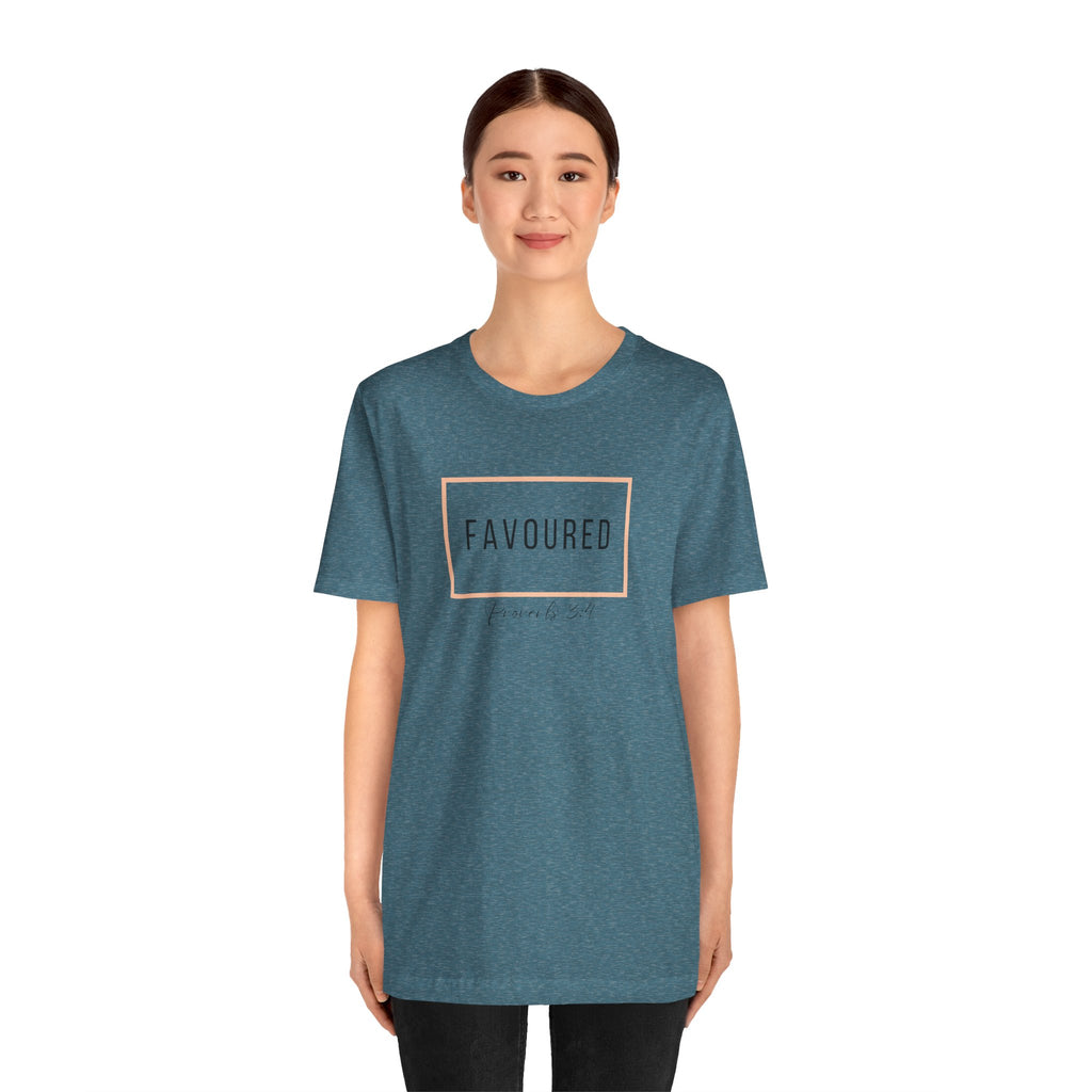 Favoured Christian T-Shirt – Proverbs 3:4 Scripture Tee | Faith-Based Unisex Shirt