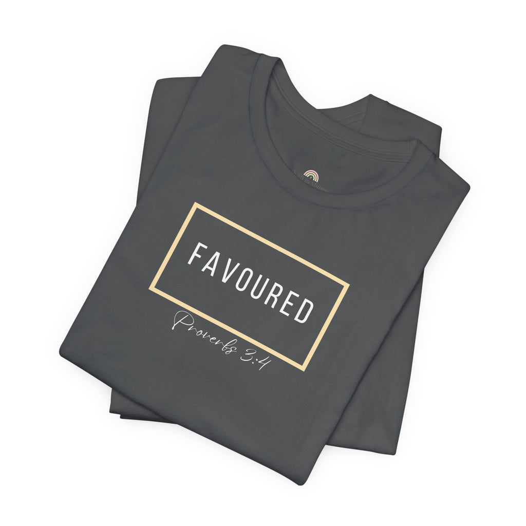Favoured Christian T-Shirt – Proverbs 3:4 Scripture Tee | Faith-Based Unisex Shirt