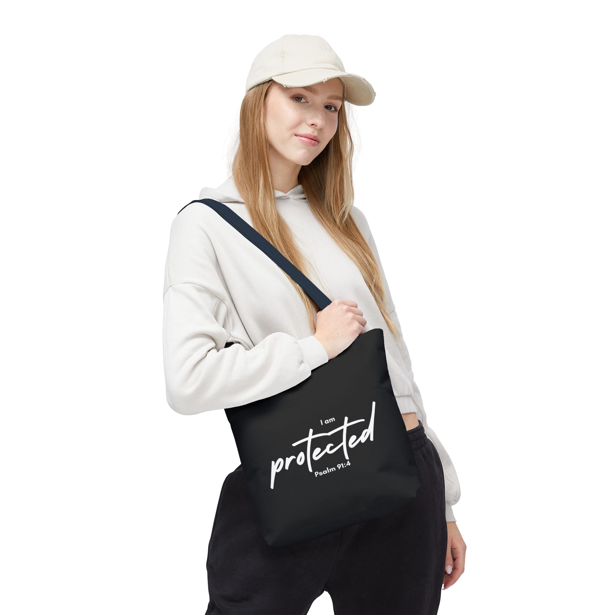 I Am Protected Tote Bag — Psalm 91:4 Christian Scripture Canvas Tote | Faith-Based Carryall