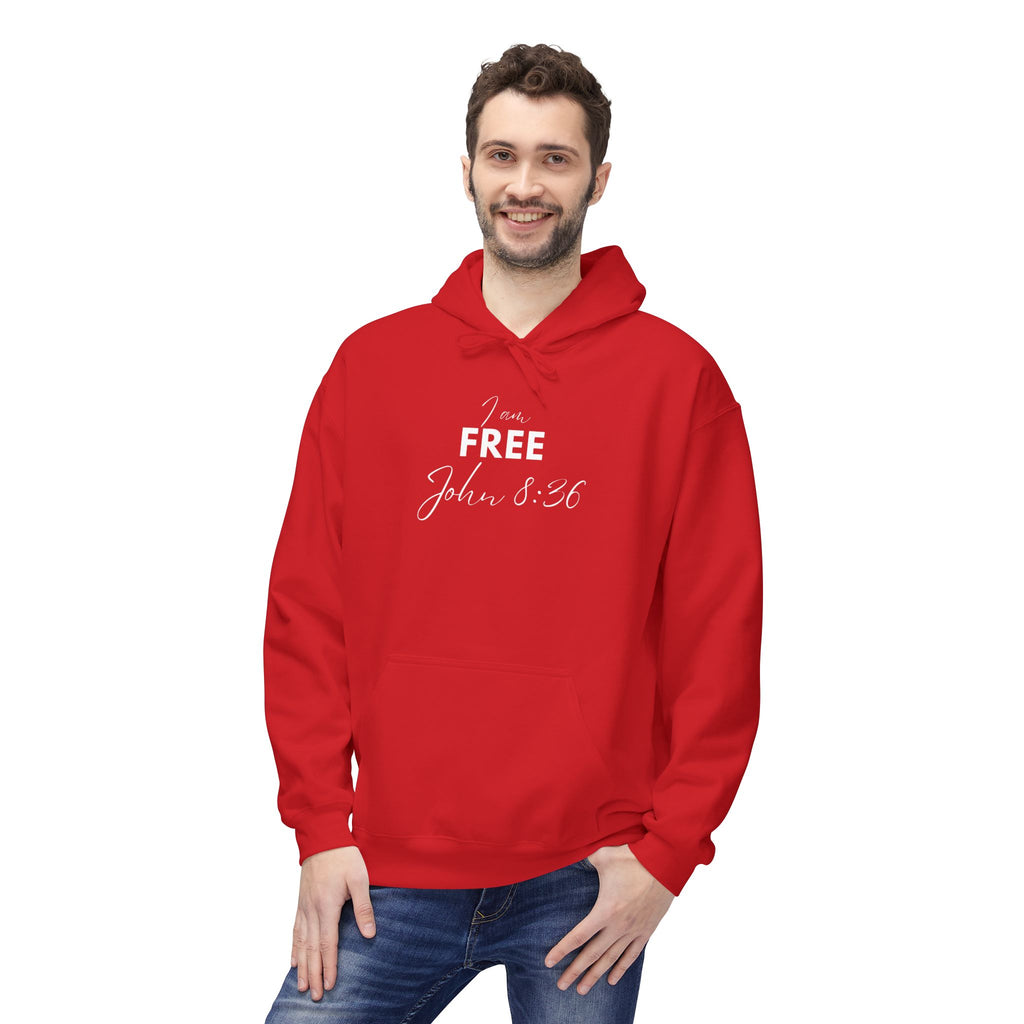 I Am Free Hoodie – John 8:36 Christian Scripture Hoodie | Faith-Based Inspirational Pullover