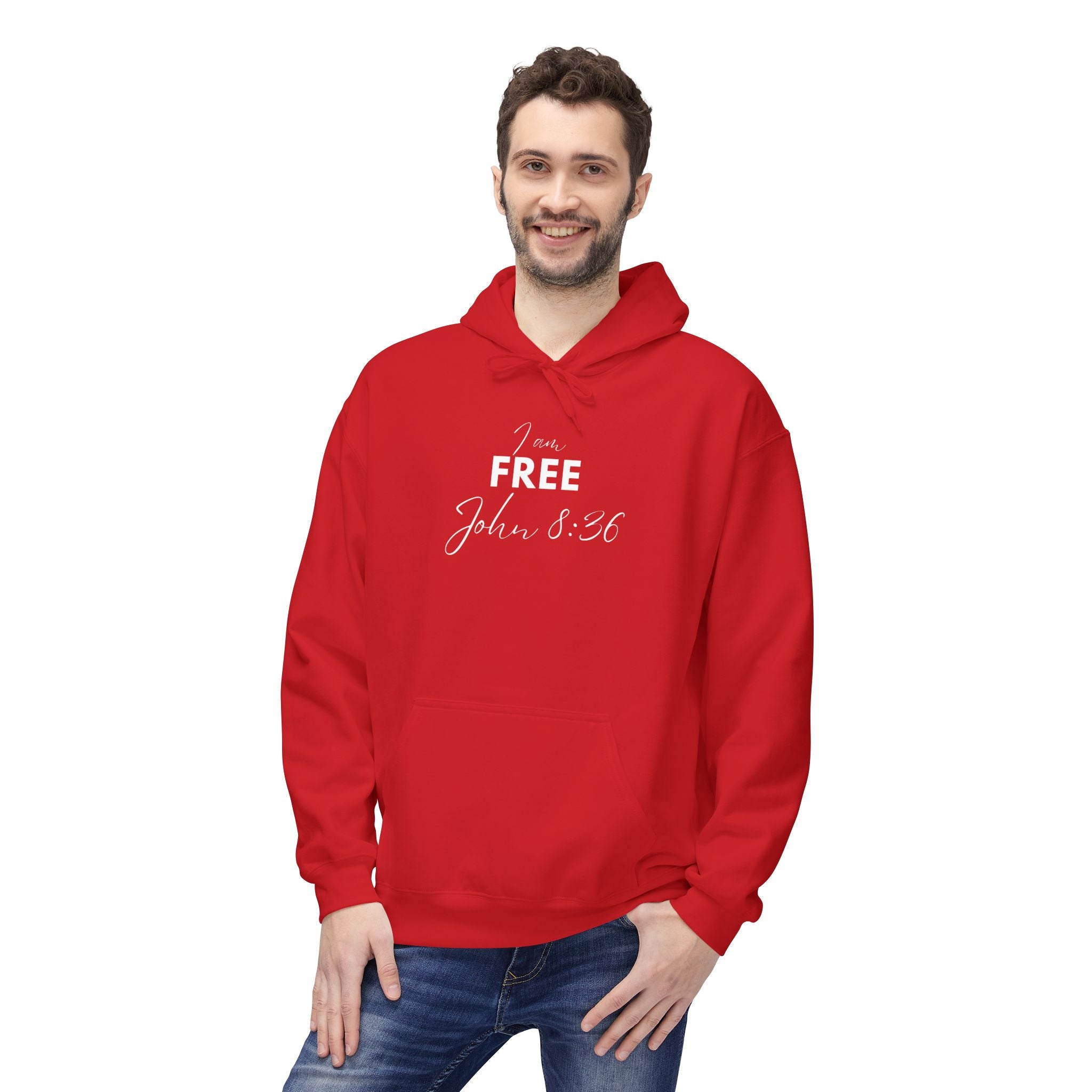 I Am Free Hoodie – John 8:36 Christian Scripture Hoodie | Faith-Based Inspirational Pullover