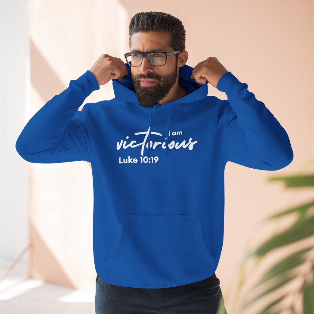 I Am Victorious Hoodie — Luke 10:19 Christian Scripture Fleece Pullover