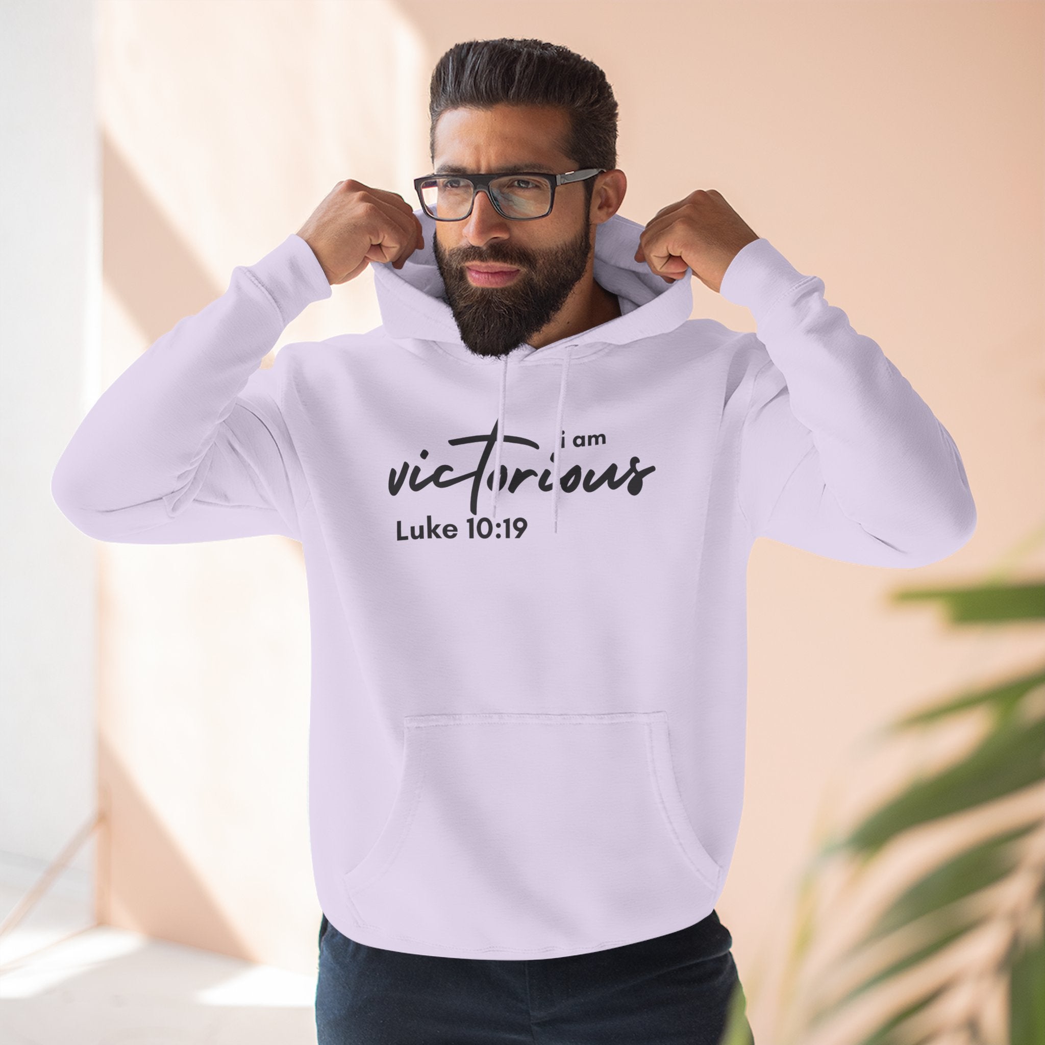 I Am Victorious Hoodie — Luke 10:19 Christian Scripture Fleece Pullover