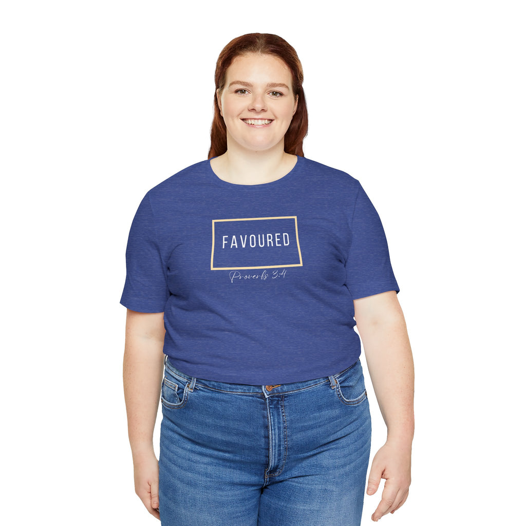 Favoured Christian T-Shirt – Proverbs 3:4 Scripture Tee | Faith-Based Unisex Shirt