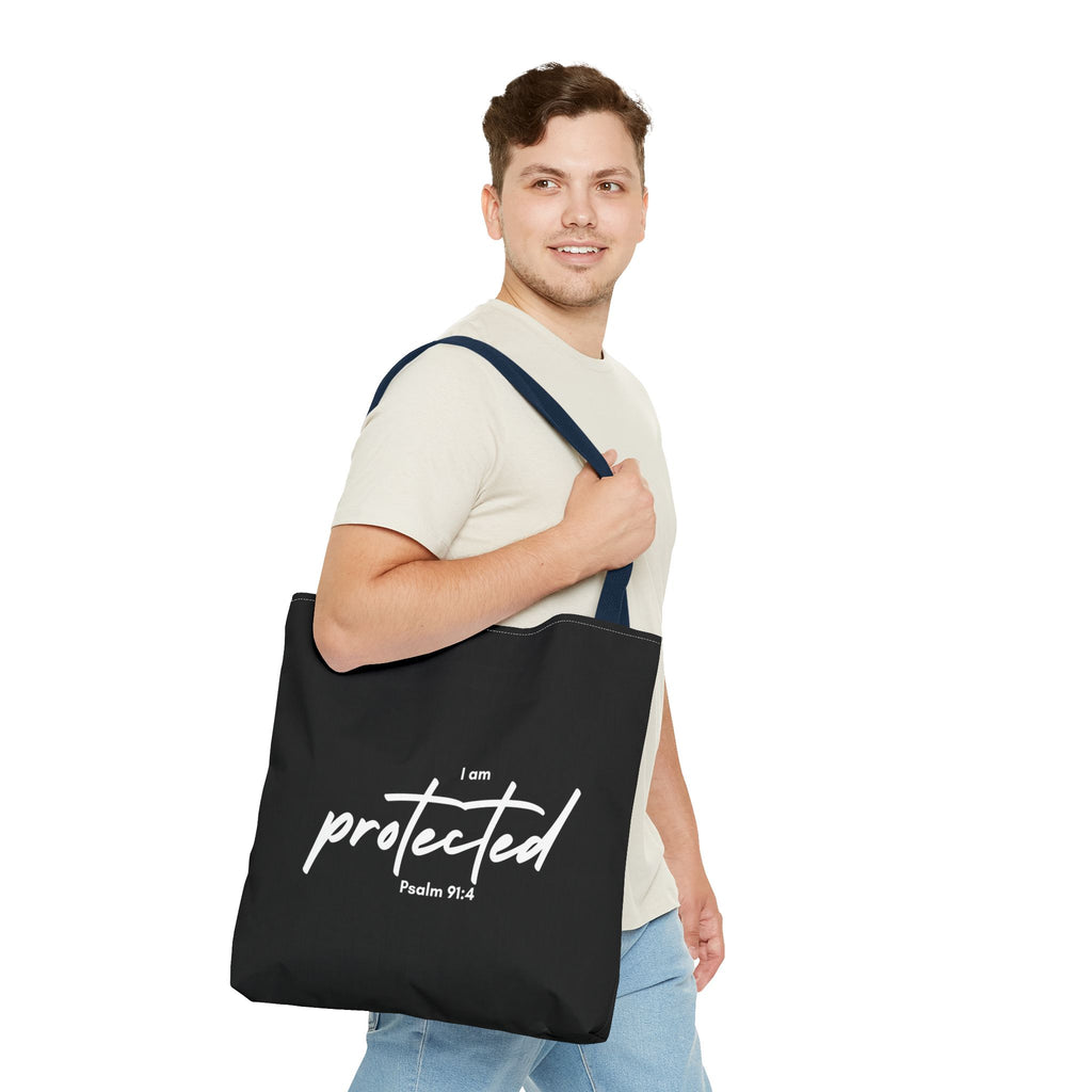 I Am Protected Tote Bag — Psalm 91:4 Christian Scripture Canvas Tote | Faith-Based Carryall