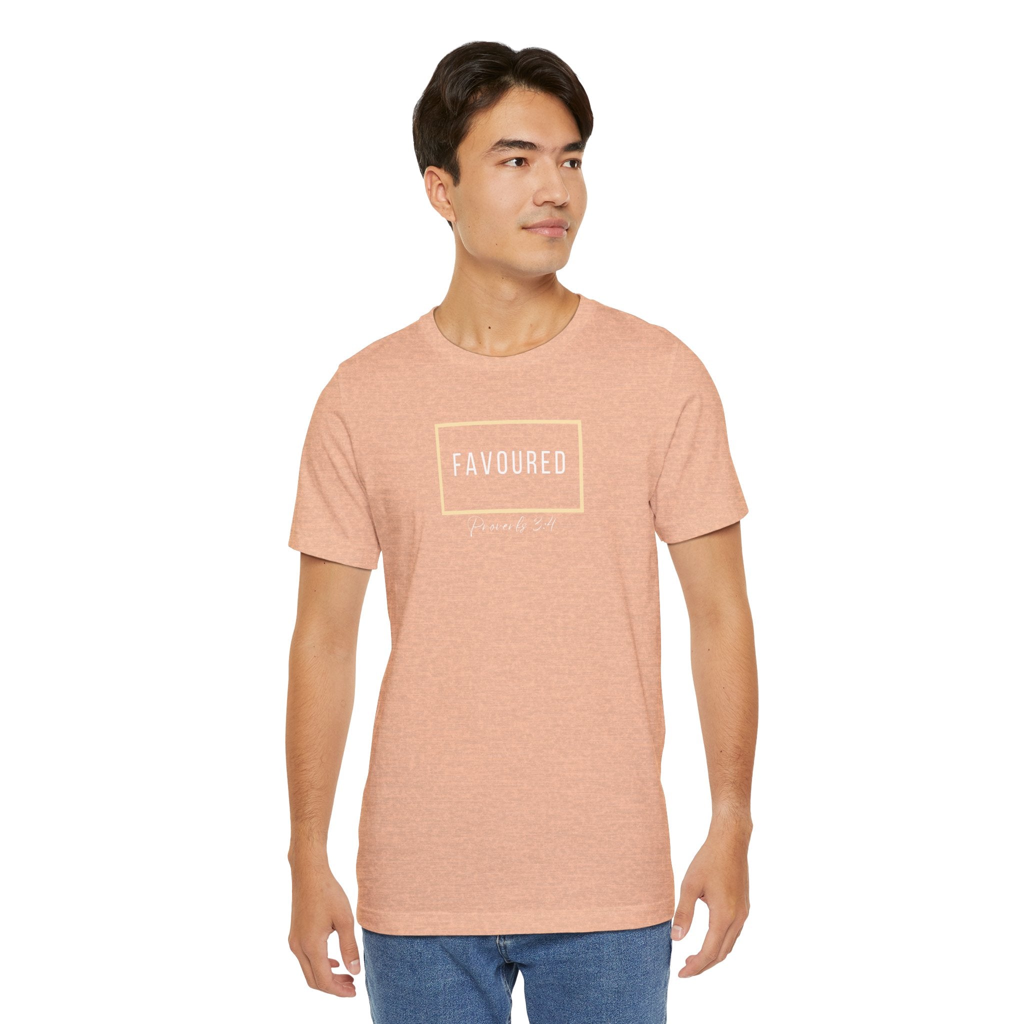 Favoured Christian T-Shirt – Proverbs 3:4 Scripture Tee | Faith-Based Unisex Shirt
