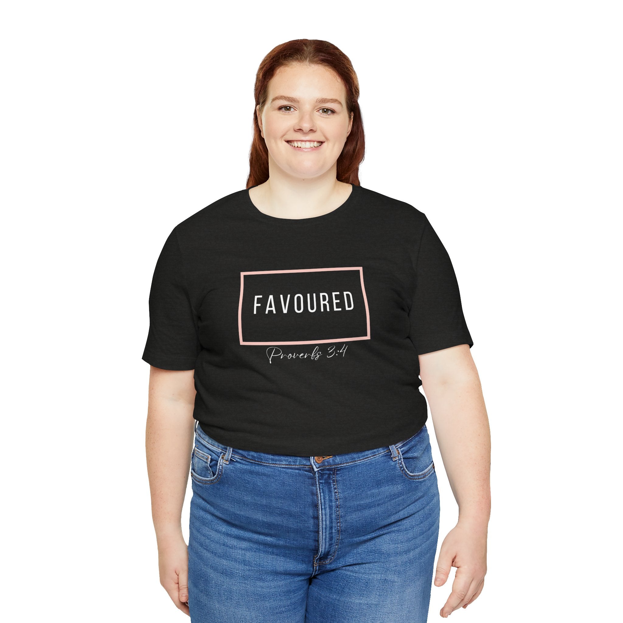 Favoured Christian T-Shirt – Proverbs 3:4 Scripture Tee | Faith-Based Unisex Shirt