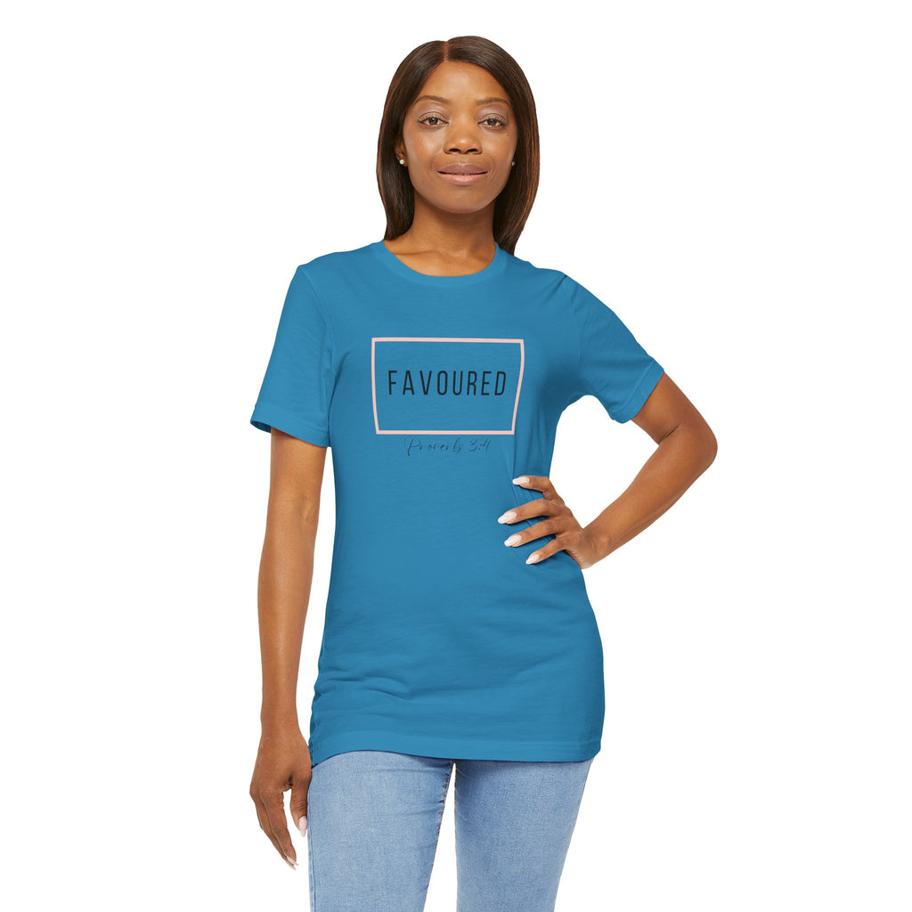 Favoured Christian T-Shirt – Proverbs 3:4 Scripture Tee | Faith-Based Unisex Shirt