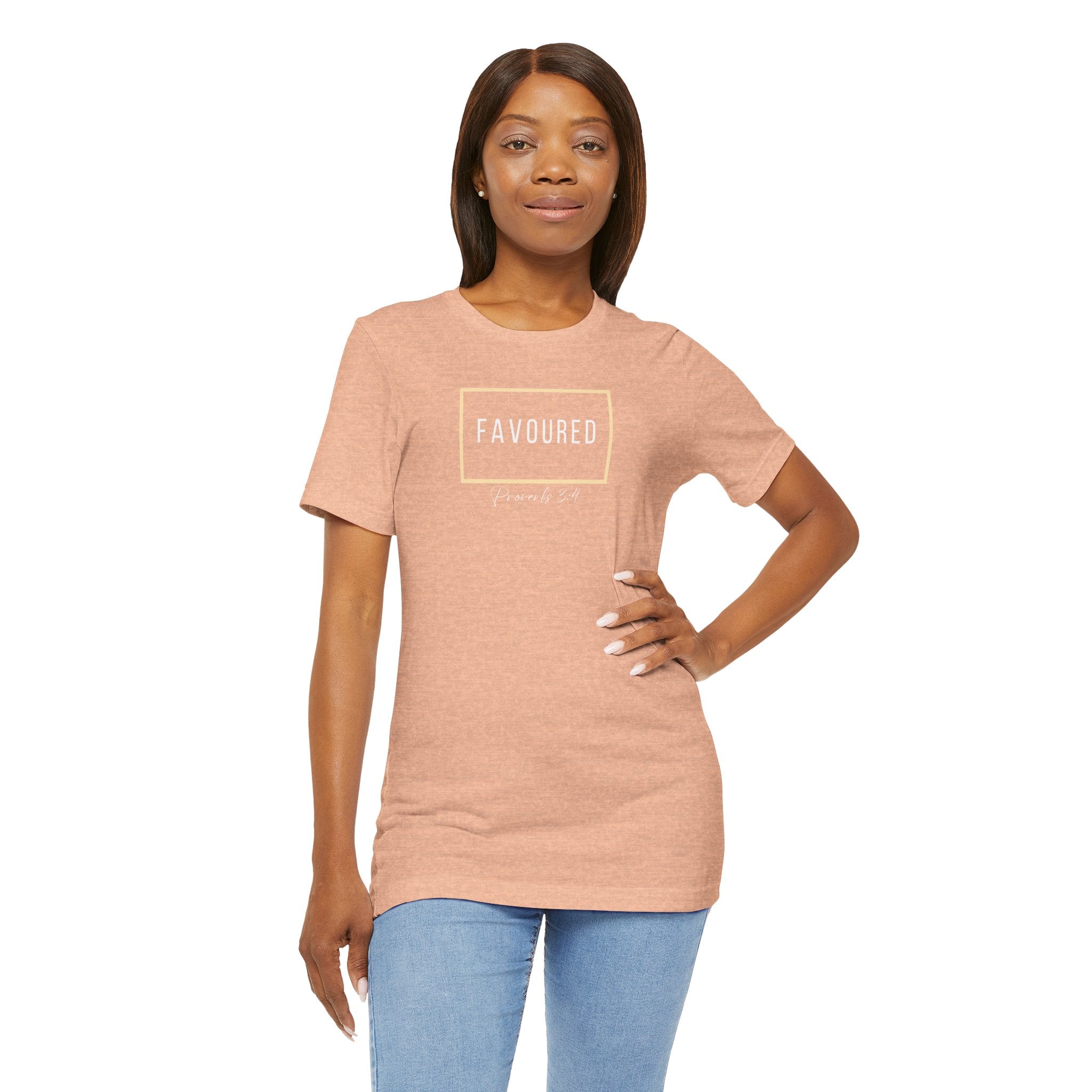 Favoured Christian T-Shirt – Proverbs 3:4 Scripture Tee | Faith-Based Unisex Shirt