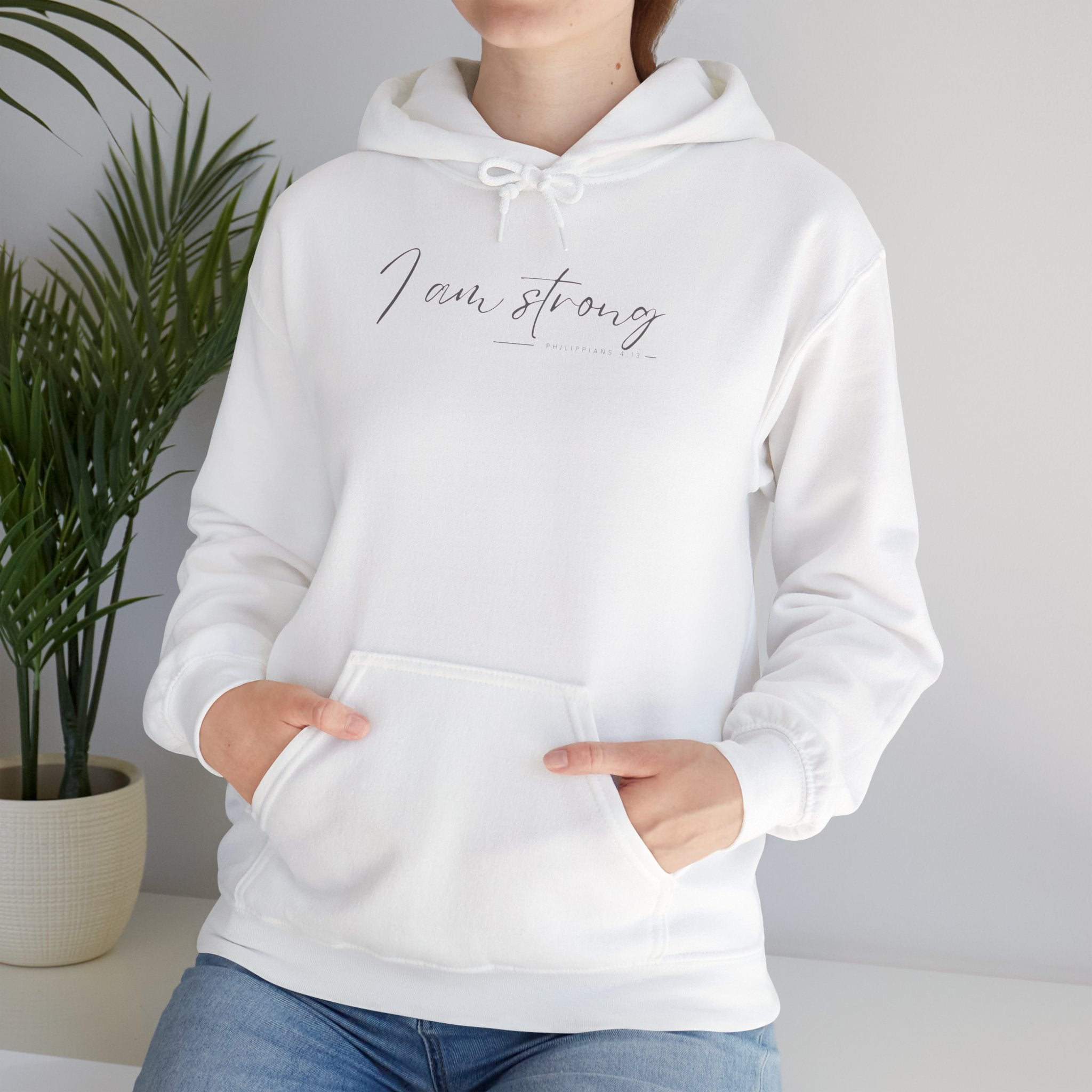 I Am Strong Hoodie – Philippians 4:13 Christian Unisex Faith Sweatshirt