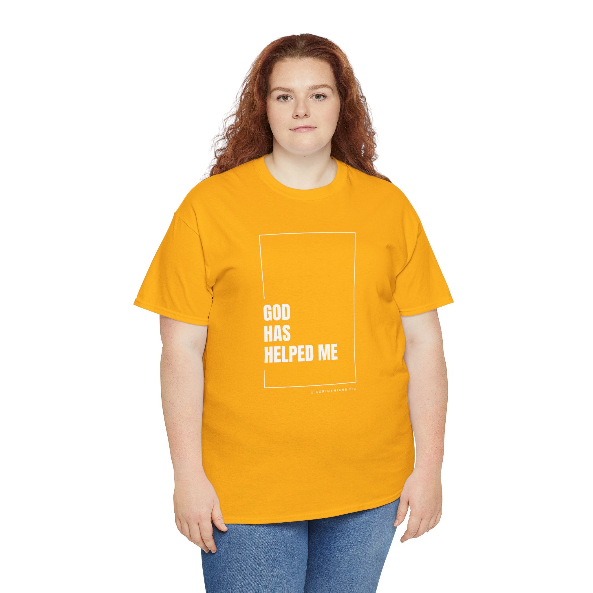God Has Helped Me Christian T-Shirt – 2 Corinthians 6:2 Faith Tee | Unisex Heavy Cotton Shirt