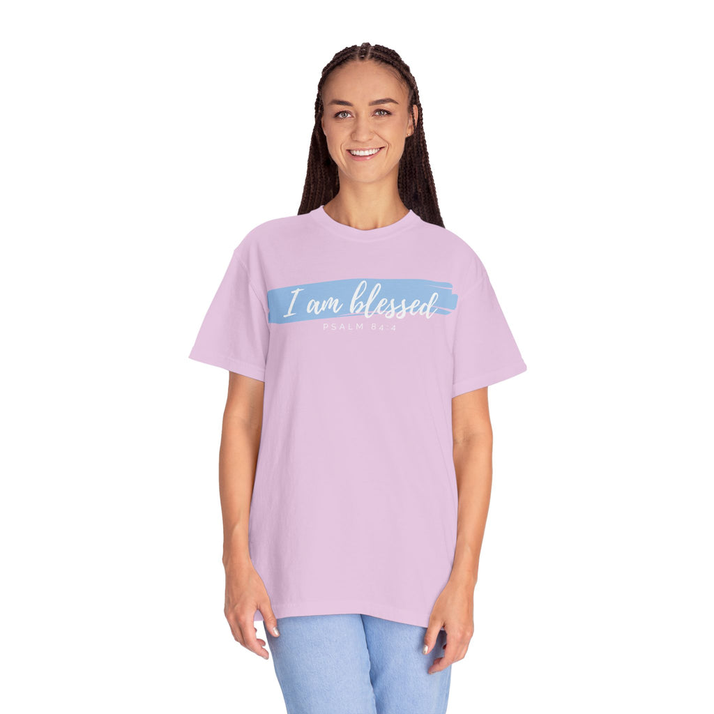 I Am Blessed Christian T-Shirt — Psalm 84:4 Scripture Tee | Garment-Dyed Faith Shirt