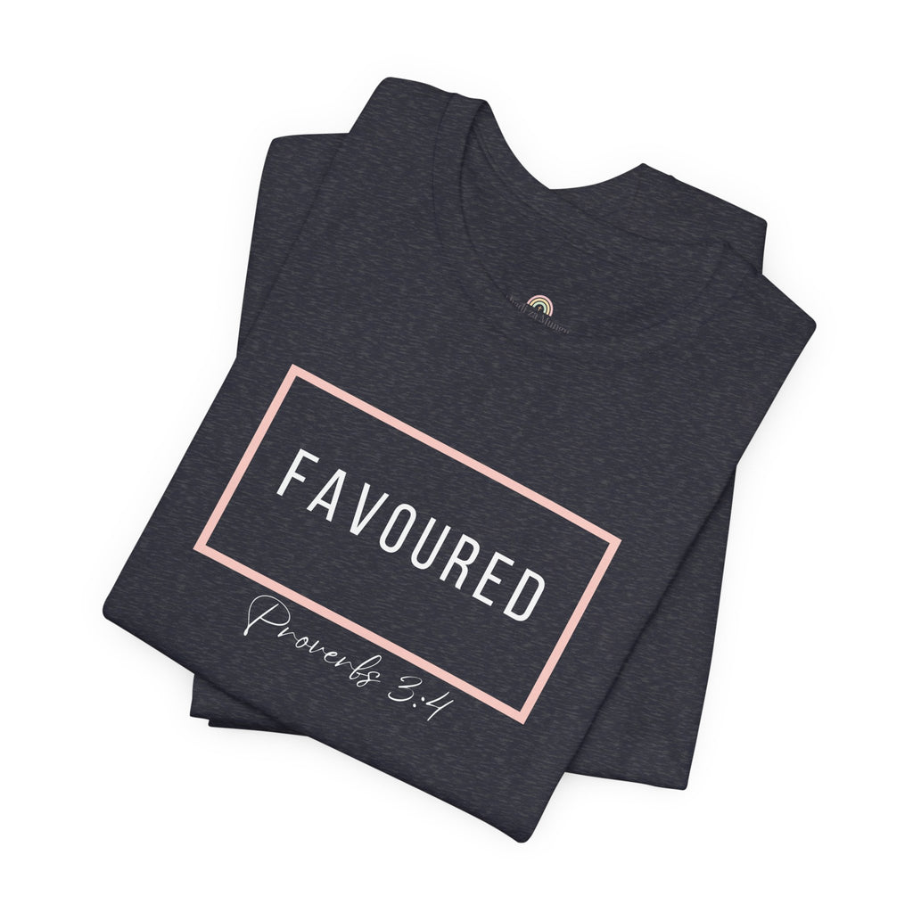 Favoured Christian T-Shirt – Proverbs 3:4 Scripture Tee | Faith-Based Unisex Shirt