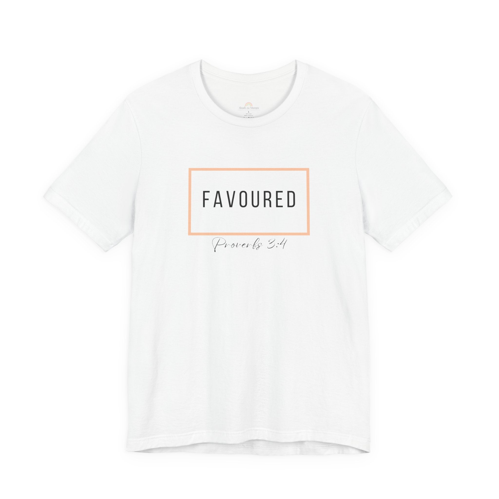Favoured Christian T-Shirt – Proverbs 3:4 Scripture Tee | Faith-Based Unisex Shirt