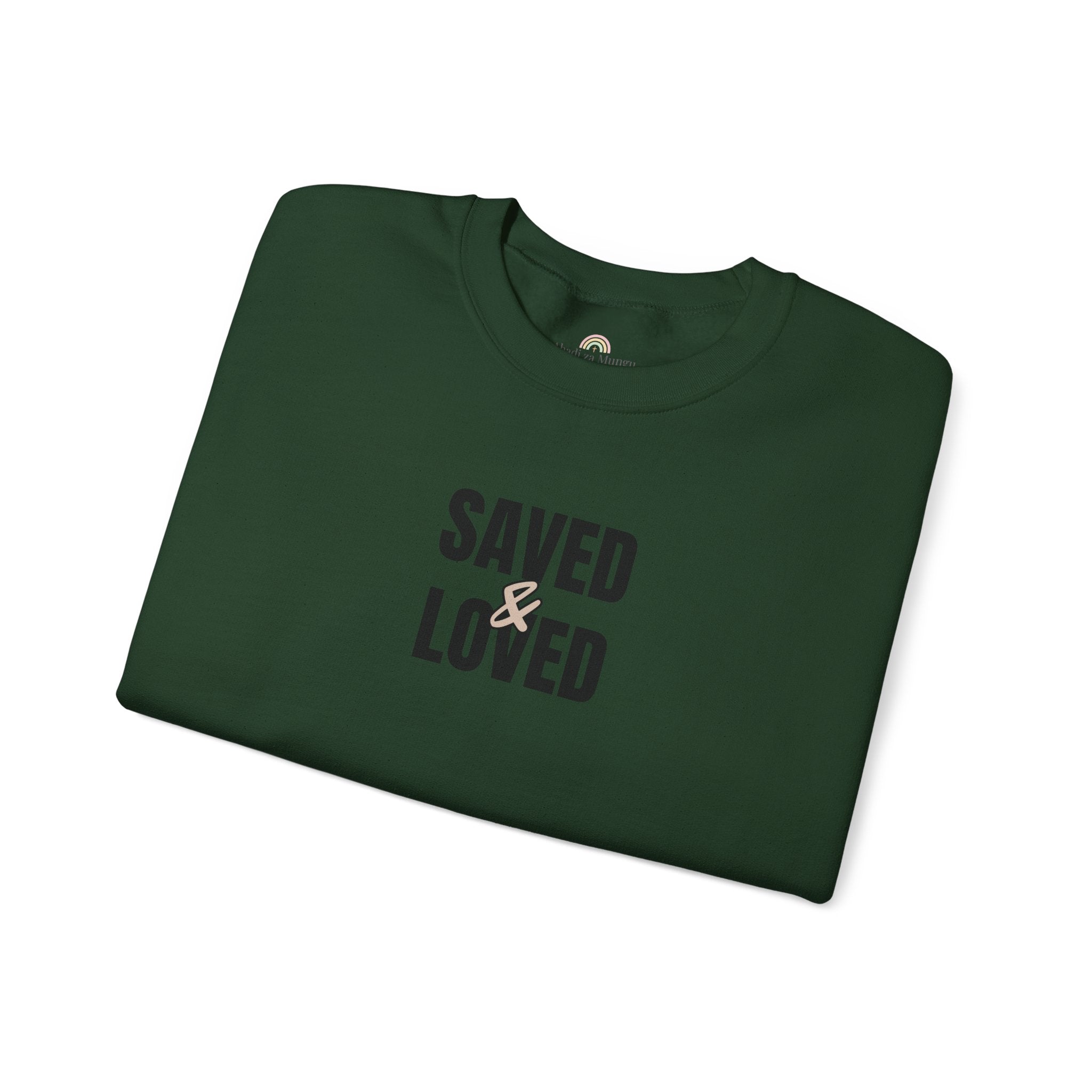 Saved & Loved Crewneck Sweatshirt — Psalm 91:16 Christian Faith Sweatshirt