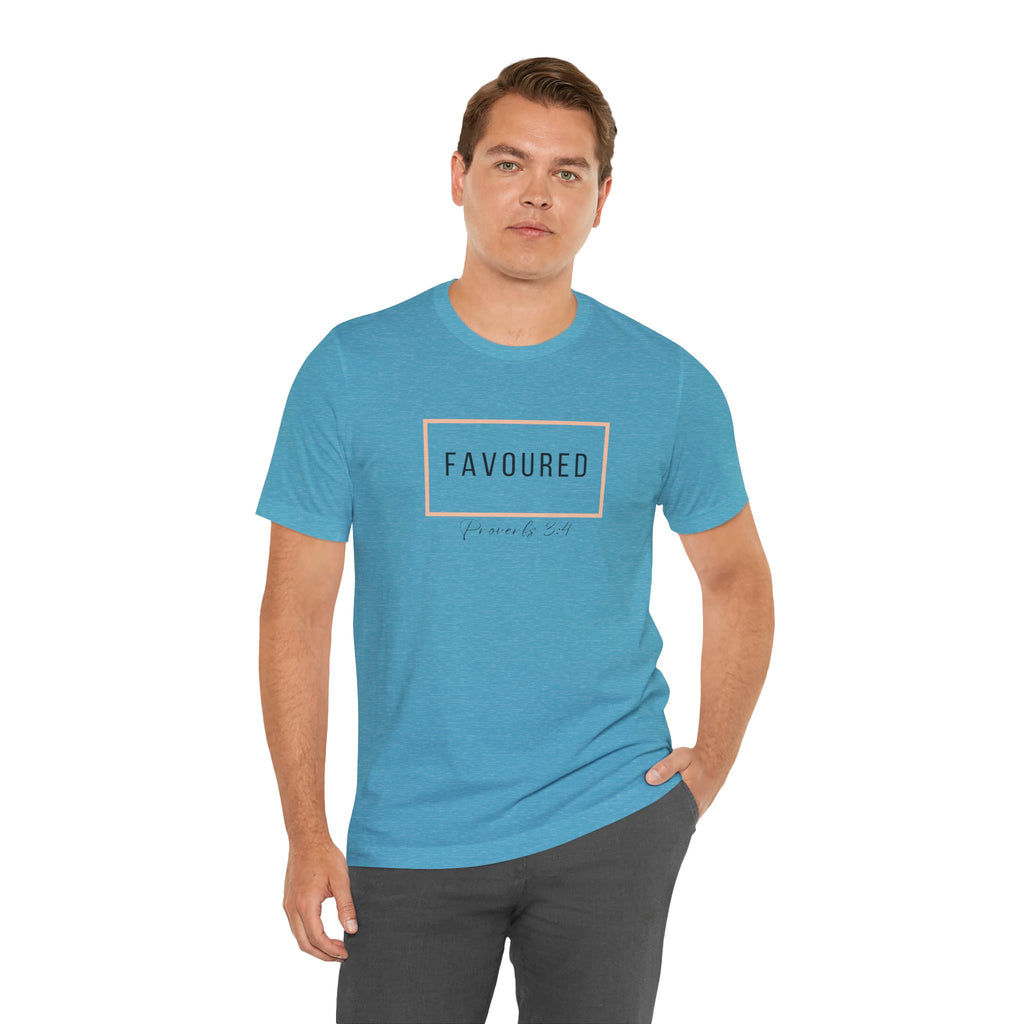 Favoured Christian T-Shirt – Proverbs 3:4 Scripture Tee | Faith-Based Unisex Shirt