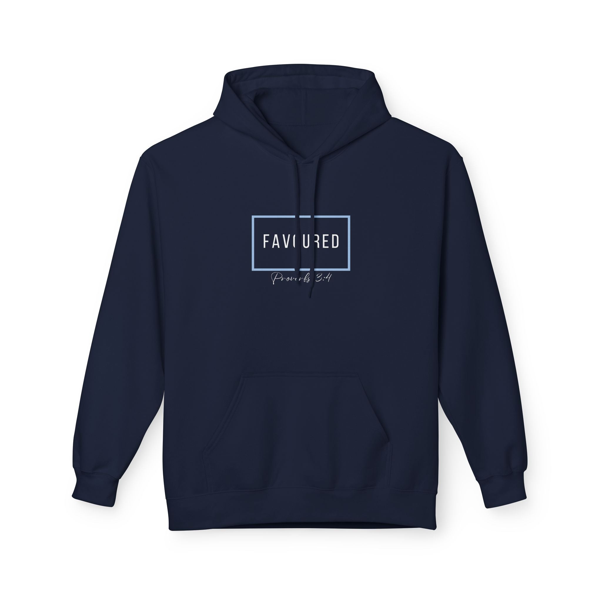 Favoured Christian Hoodie – Proverbs 3:4 Minimalist Script Hoodie | Faith-Based Unisex Pullover