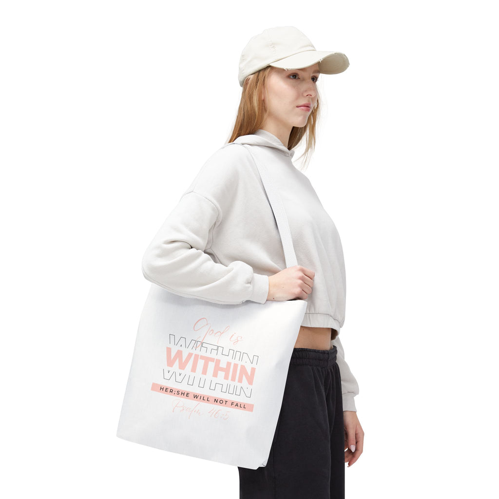 God Is Within Her Tote Bag – Psalm 46:5 Christian Scripture Tote for Women