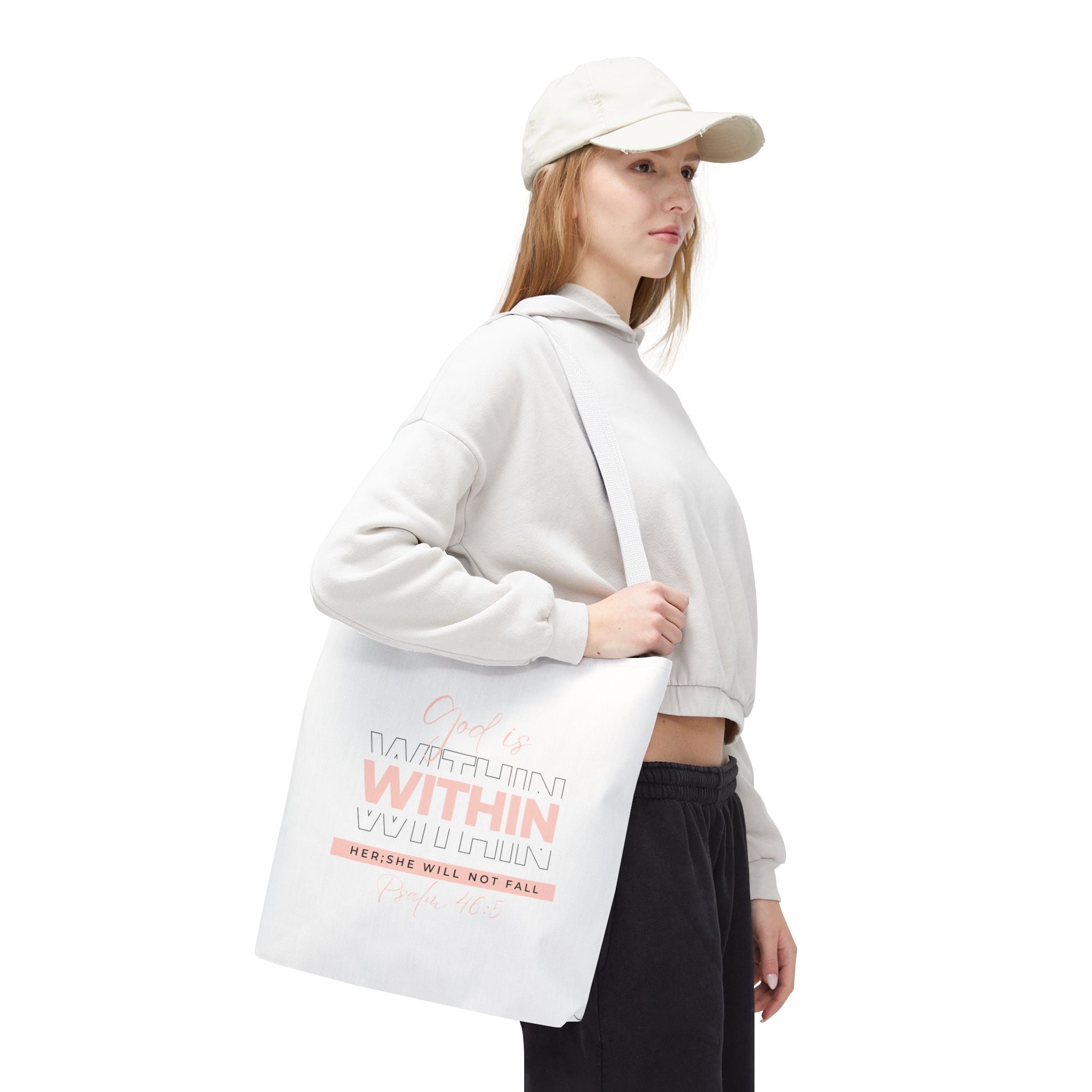 God Is Within Her Tote Bag – Psalm 46:5 Christian Scripture Tote for Women