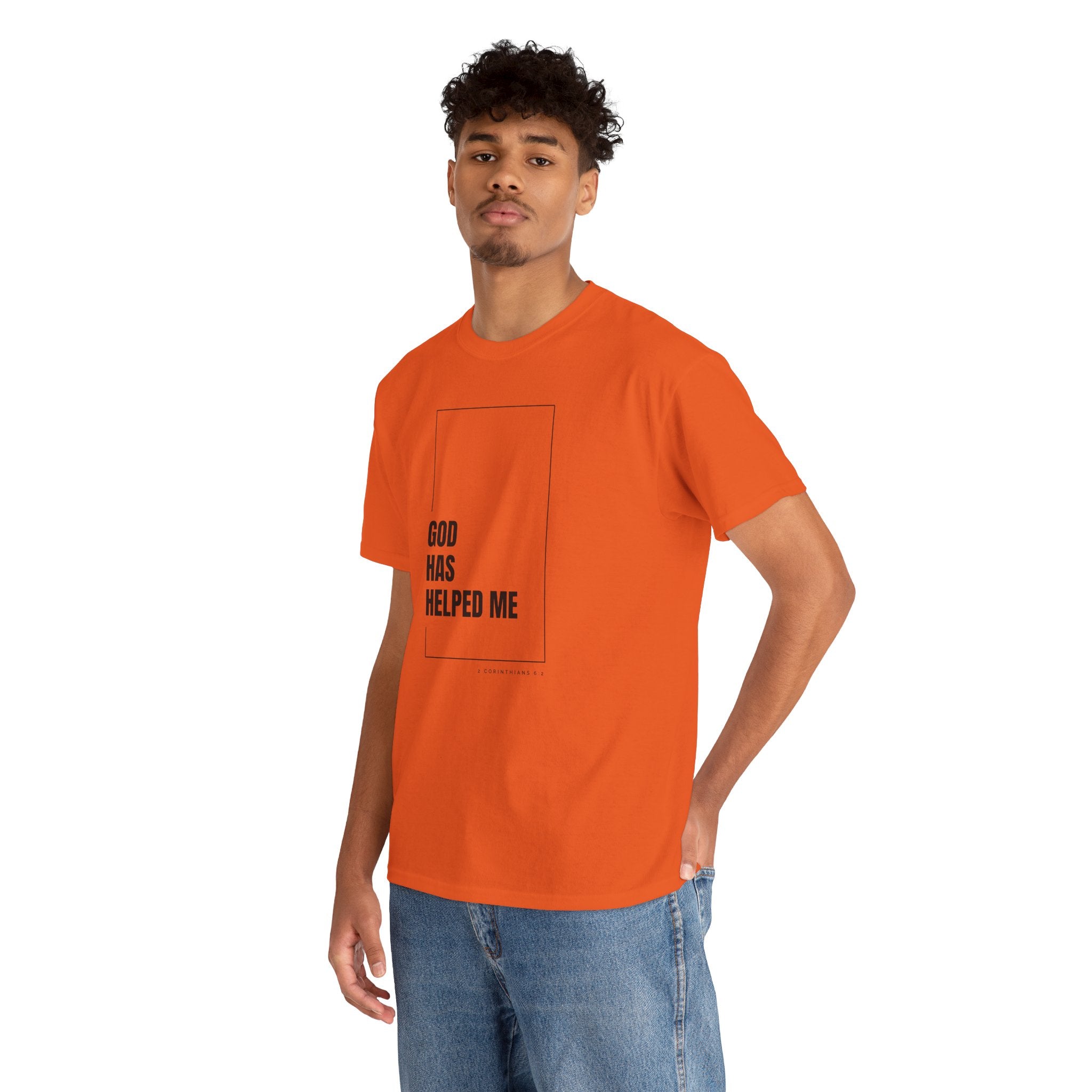 God Has Helped Me Christian T-Shirt – 2 Corinthians 6:2 Faith Tee | Unisex Heavy Cotton Shirt
