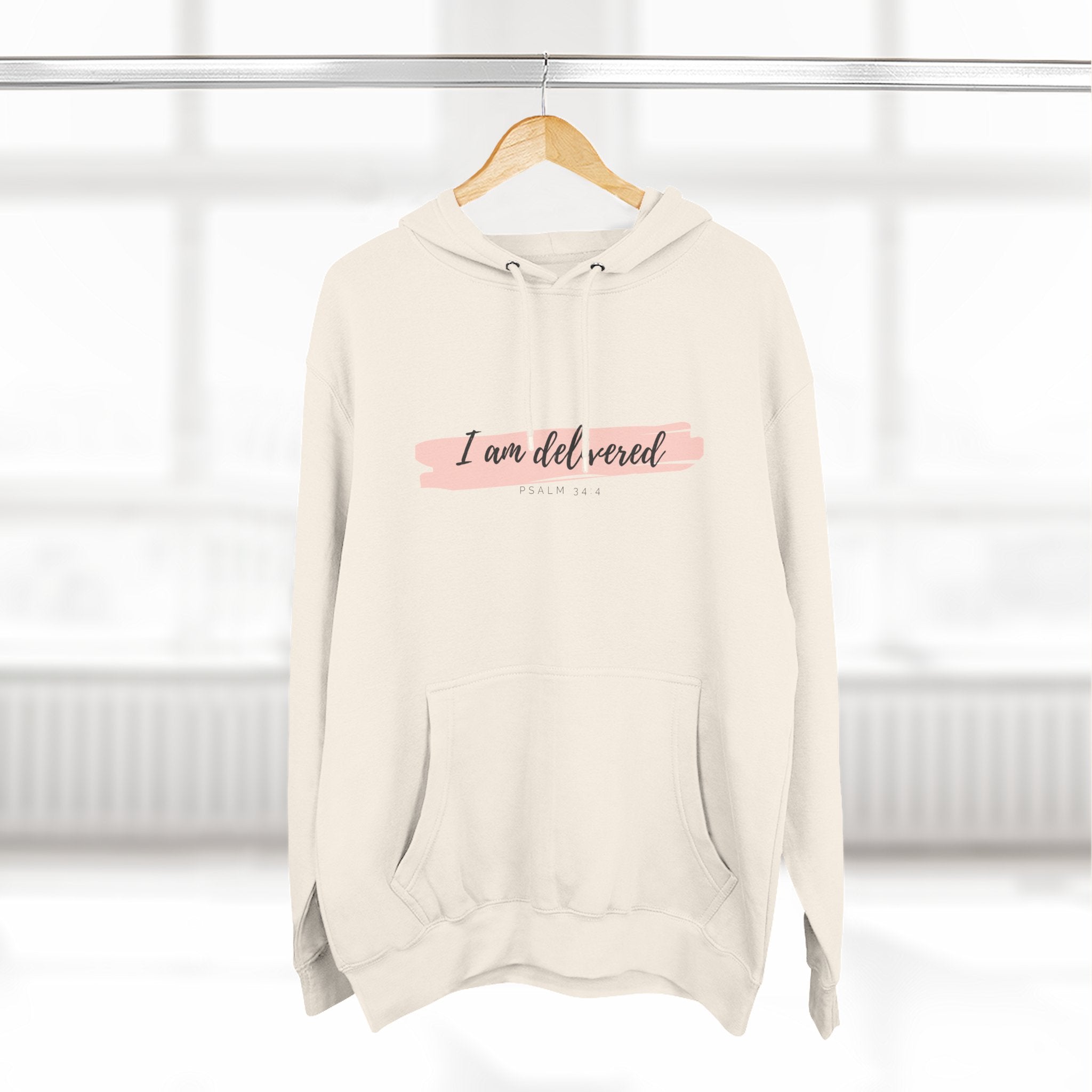 I Am Delivered Christian Hoodie — Psalm 34:4 Faith Hoodie | Inspirational Scripture Pullover | Unisex Christian Apparel