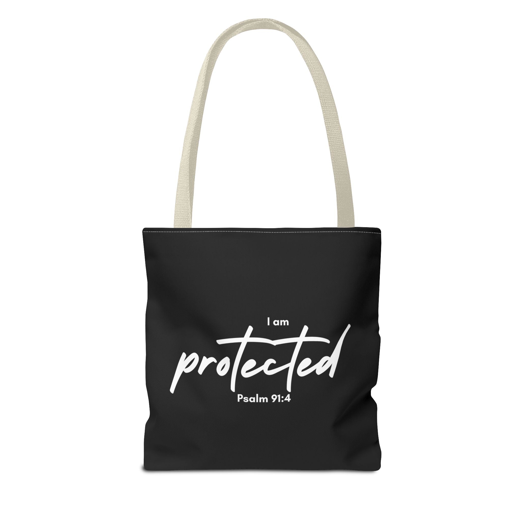 I Am Protected Tote Bag — Psalm 91:4 Christian Scripture Canvas Tote | Faith-Based Carryall