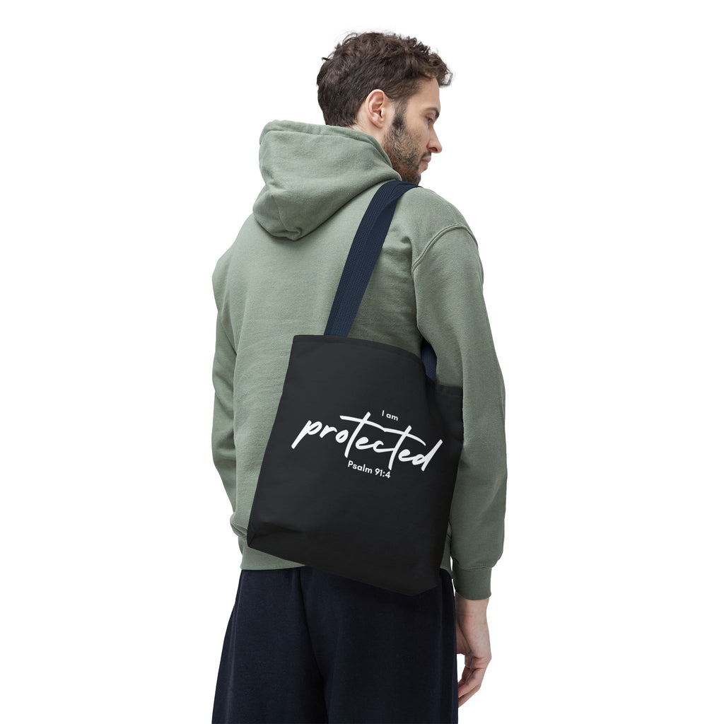 I Am Protected Tote Bag — Psalm 91:4 Christian Scripture Canvas Tote | Faith-Based Carryall