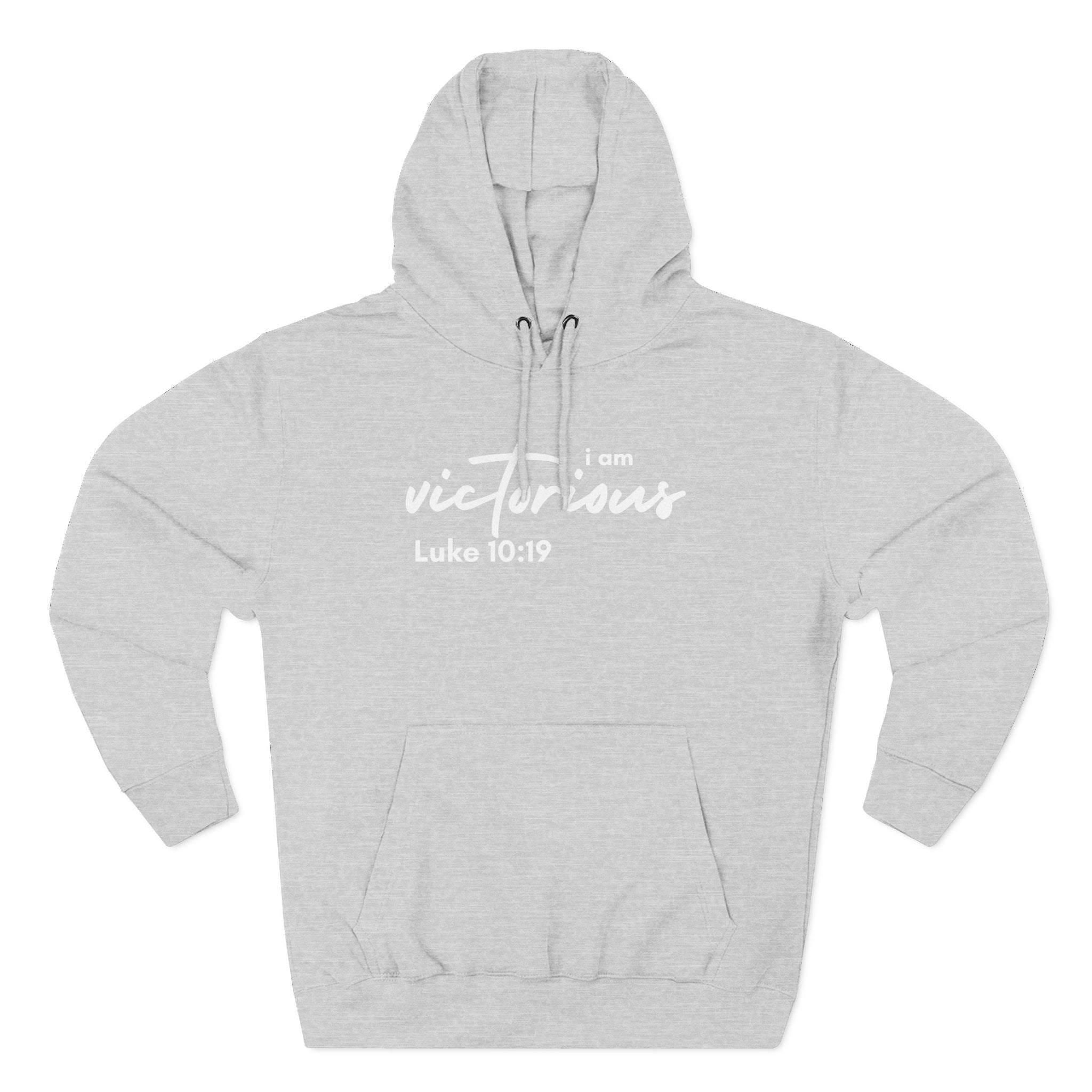 I Am Victorious Hoodie — Luke 10:19 Christian Scripture Fleece Pullover