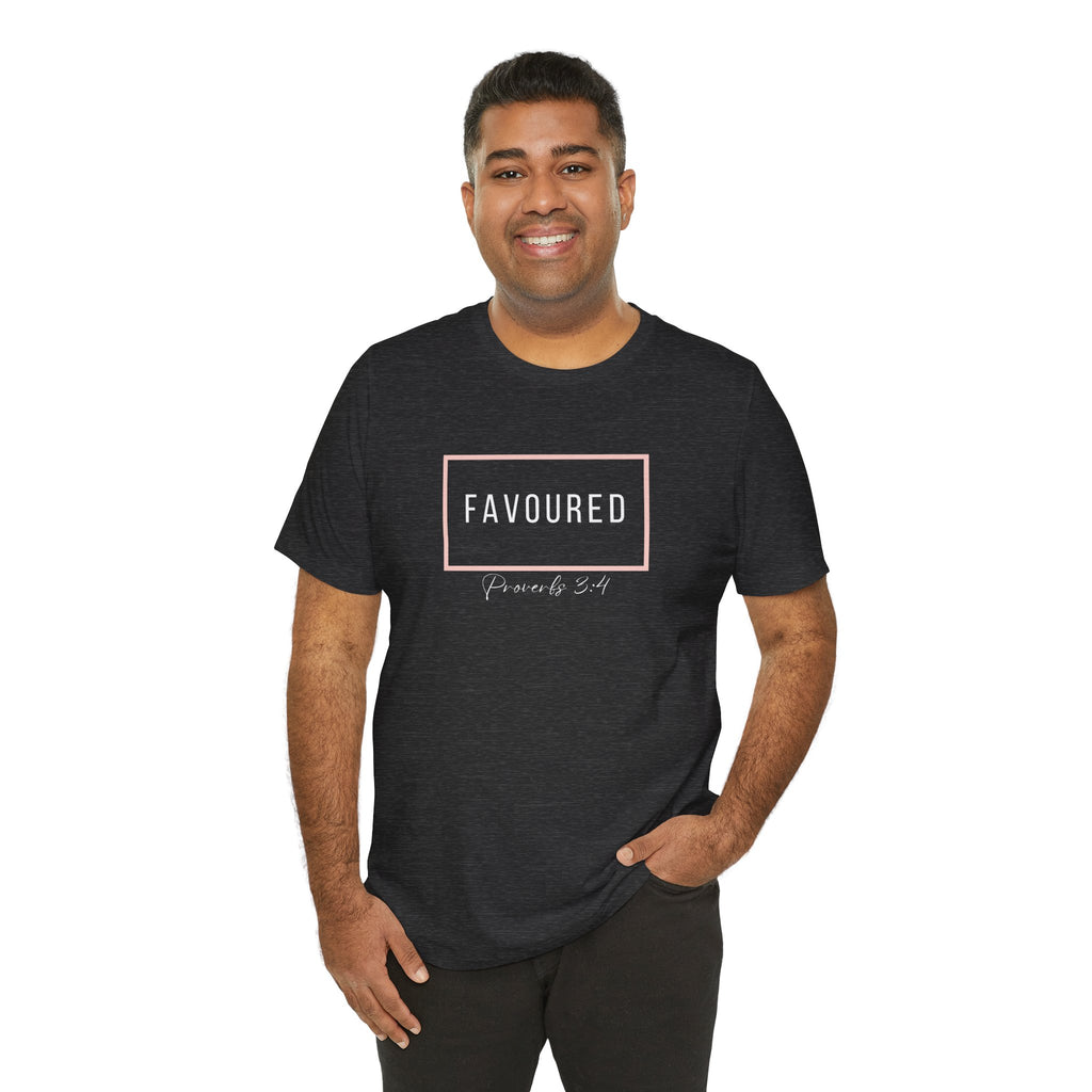 Favoured Christian T-Shirt – Proverbs 3:4 Scripture Tee | Faith-Based Unisex Shirt