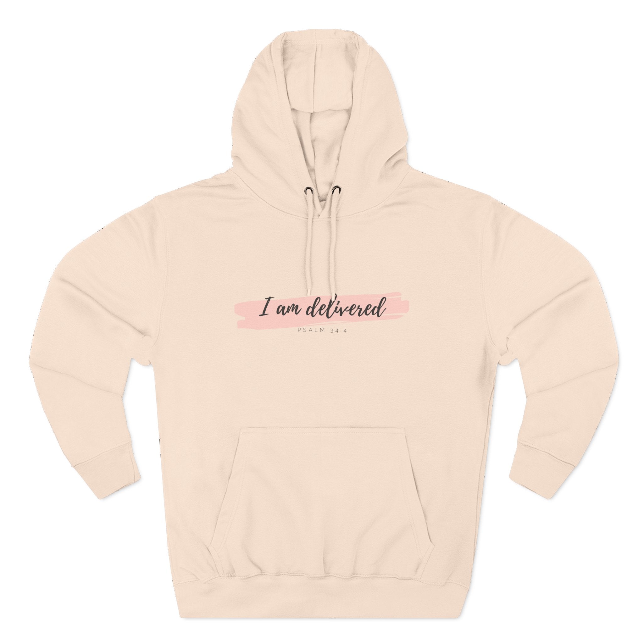 I Am Delivered Christian Hoodie — Psalm 34:4 Faith Hoodie | Inspirational Scripture Pullover | Unisex Christian Apparel