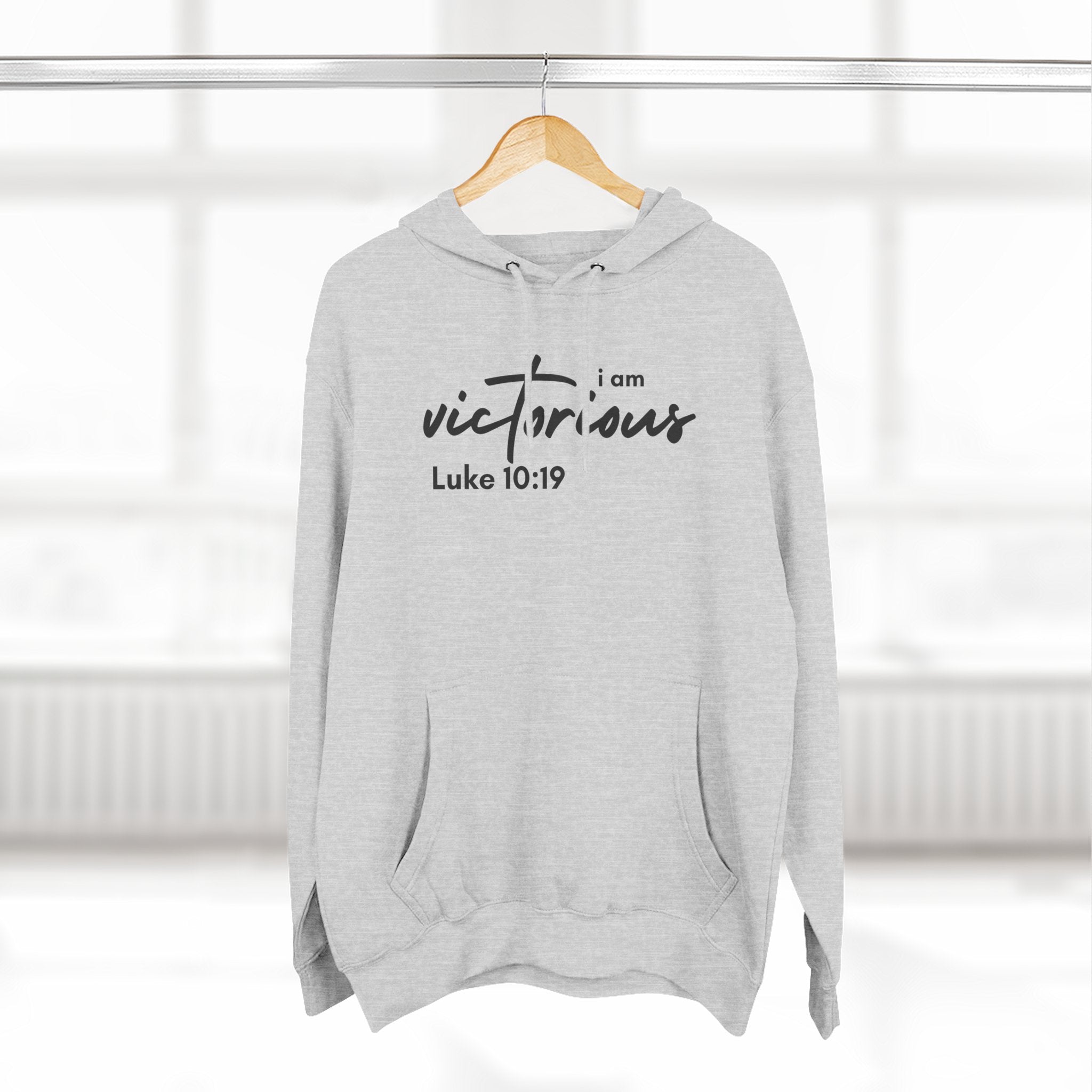 I Am Victorious Hoodie — Luke 10:19 Christian Scripture Fleece Pullover