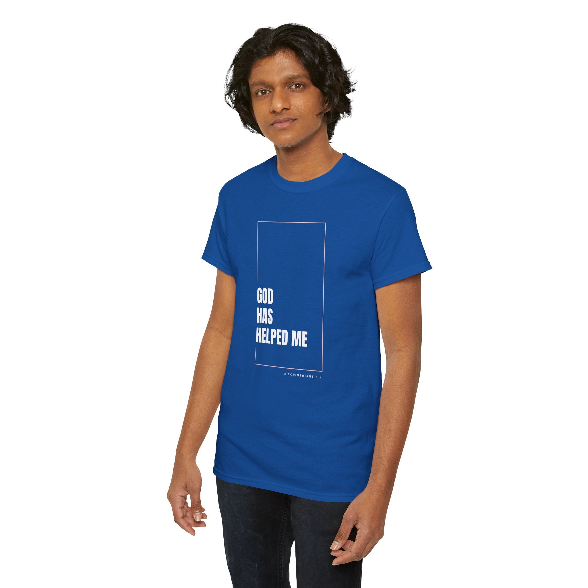 God Has Helped Me Christian T-Shirt – 2 Corinthians 6:2 Faith Tee | Unisex Heavy Cotton Shirt